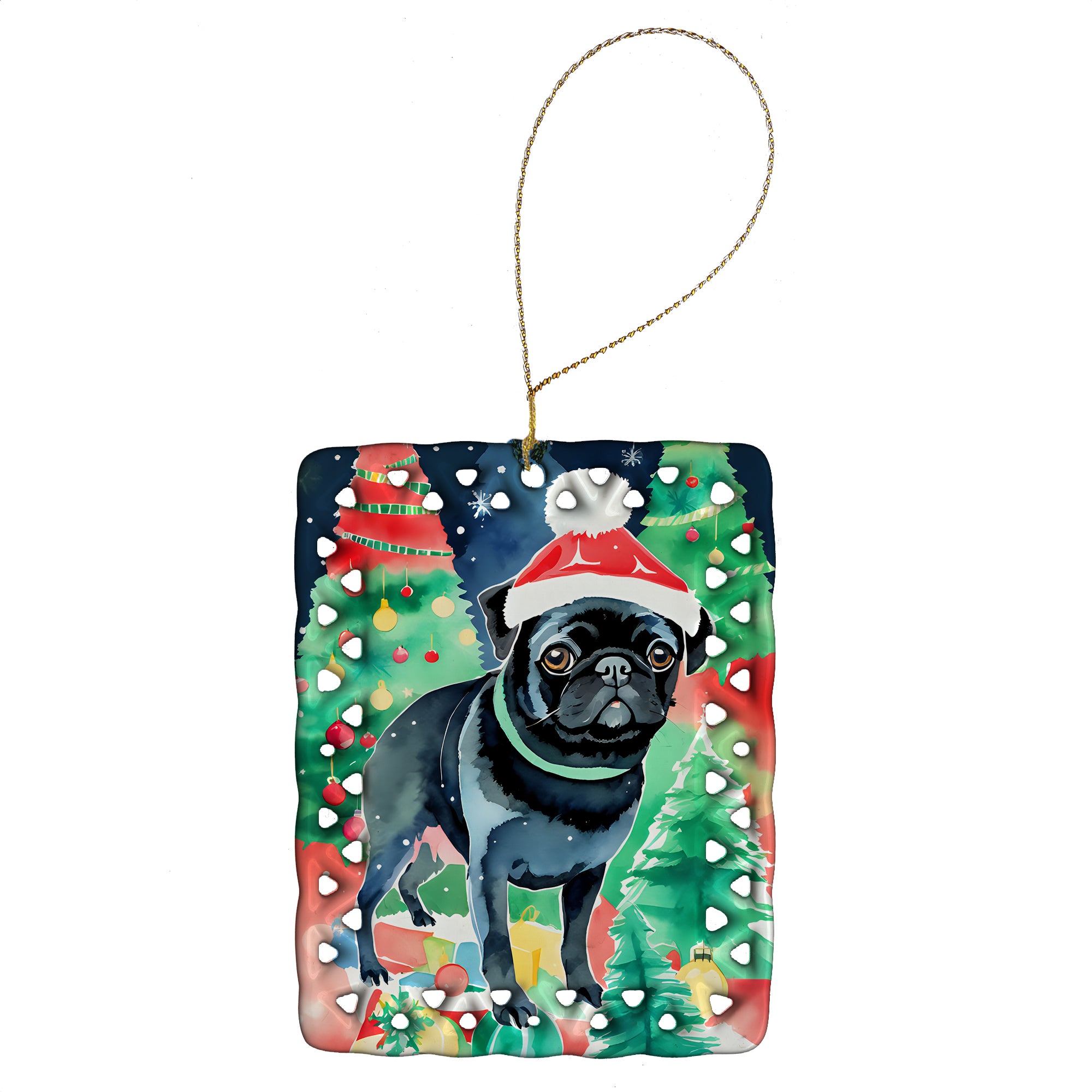 Buy this Pug Christmas Porcelain Ornament