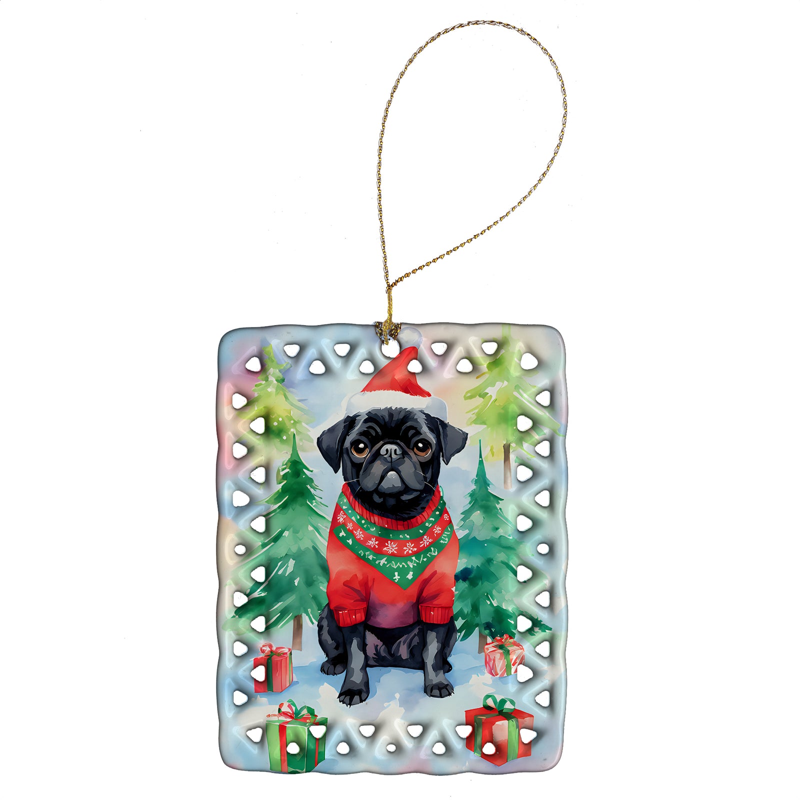 Buy this Pug Christmas Porcelain Ornament