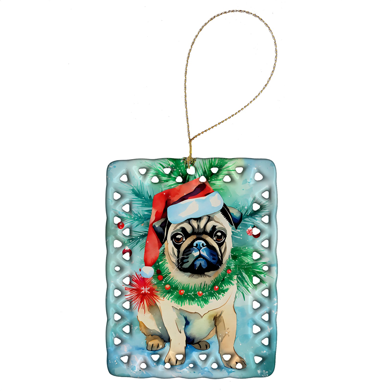 Buy this Pug Christmas Porcelain Ornament