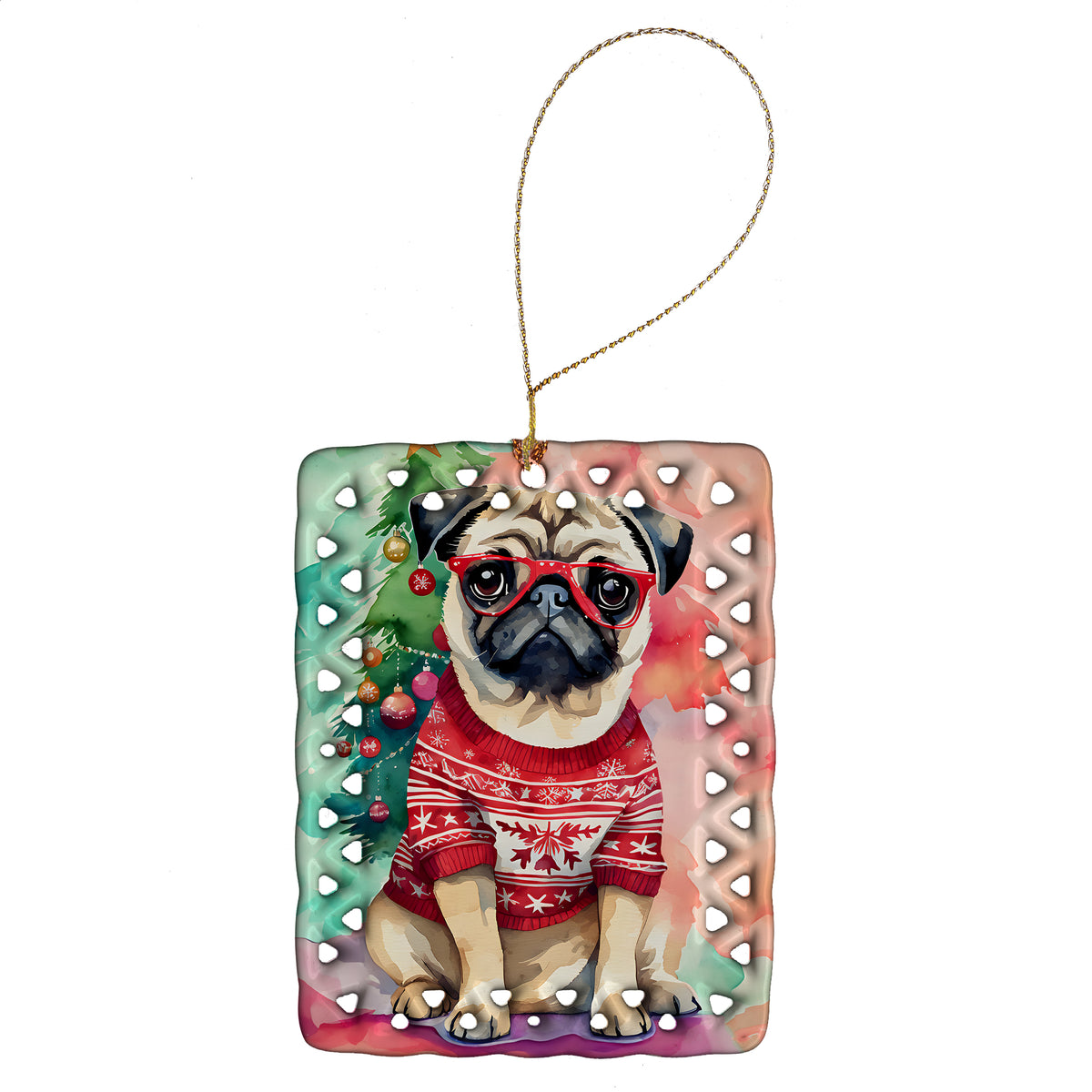 Buy this Pug Christmas Porcelain Ornament