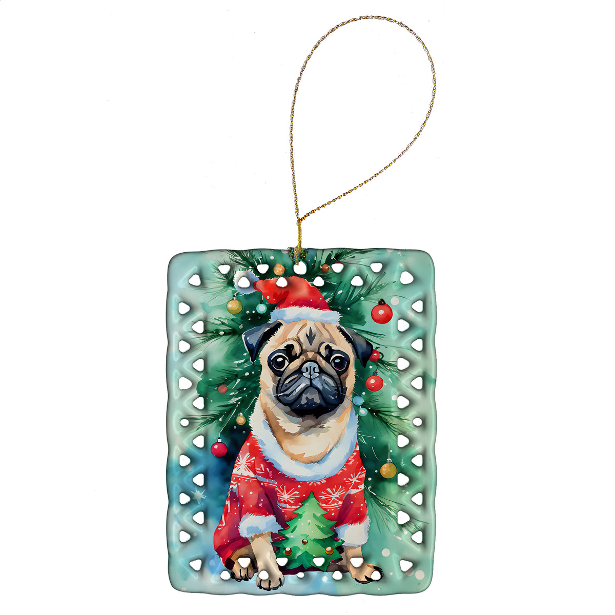 Buy this Pug Christmas Porcelain Ornament