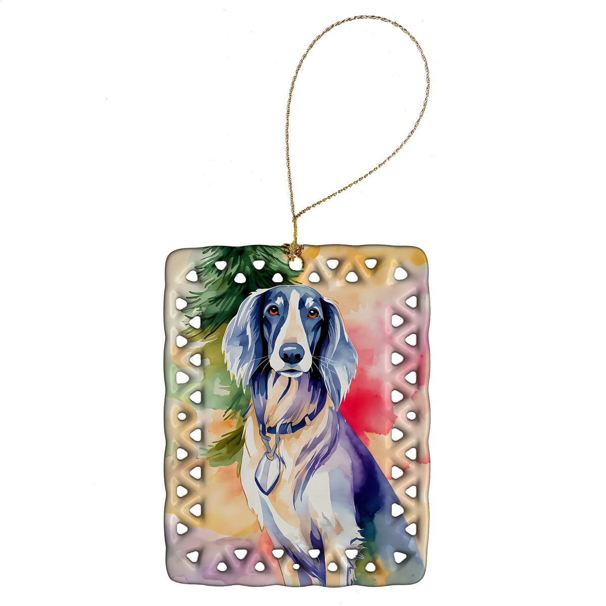 Buy this Saluki Christmas Porcelain Ornament