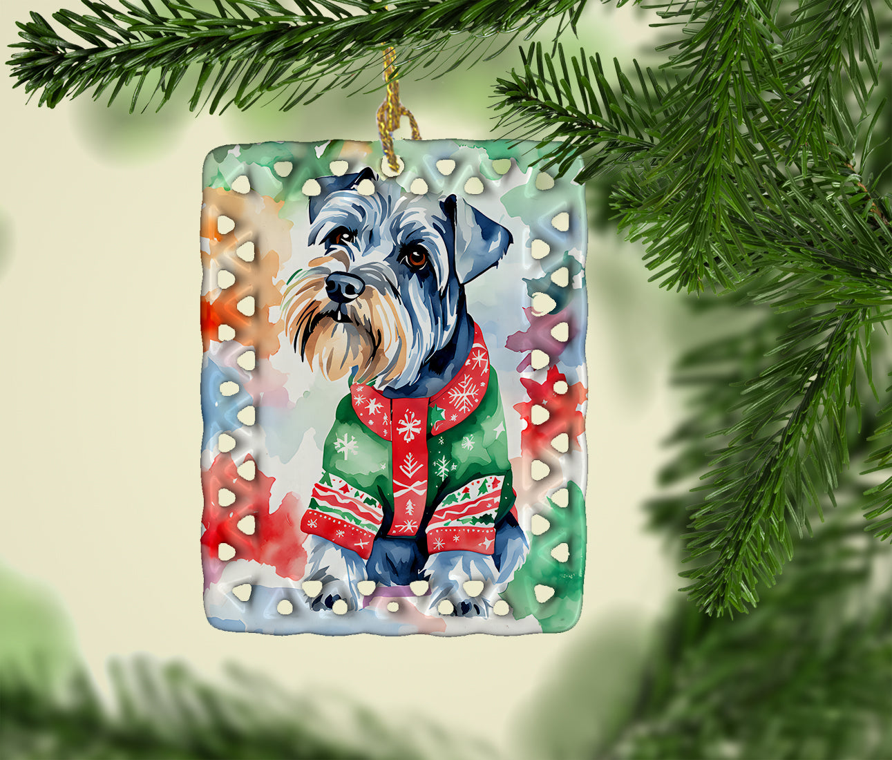 Buy this Schnauzer Christmas Porcelain Ornament