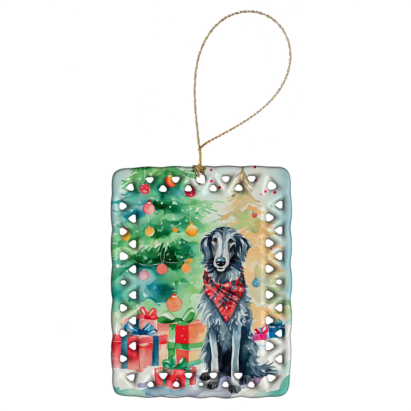 Buy this Scottish Deerhound Christmas Porcelain Ornament