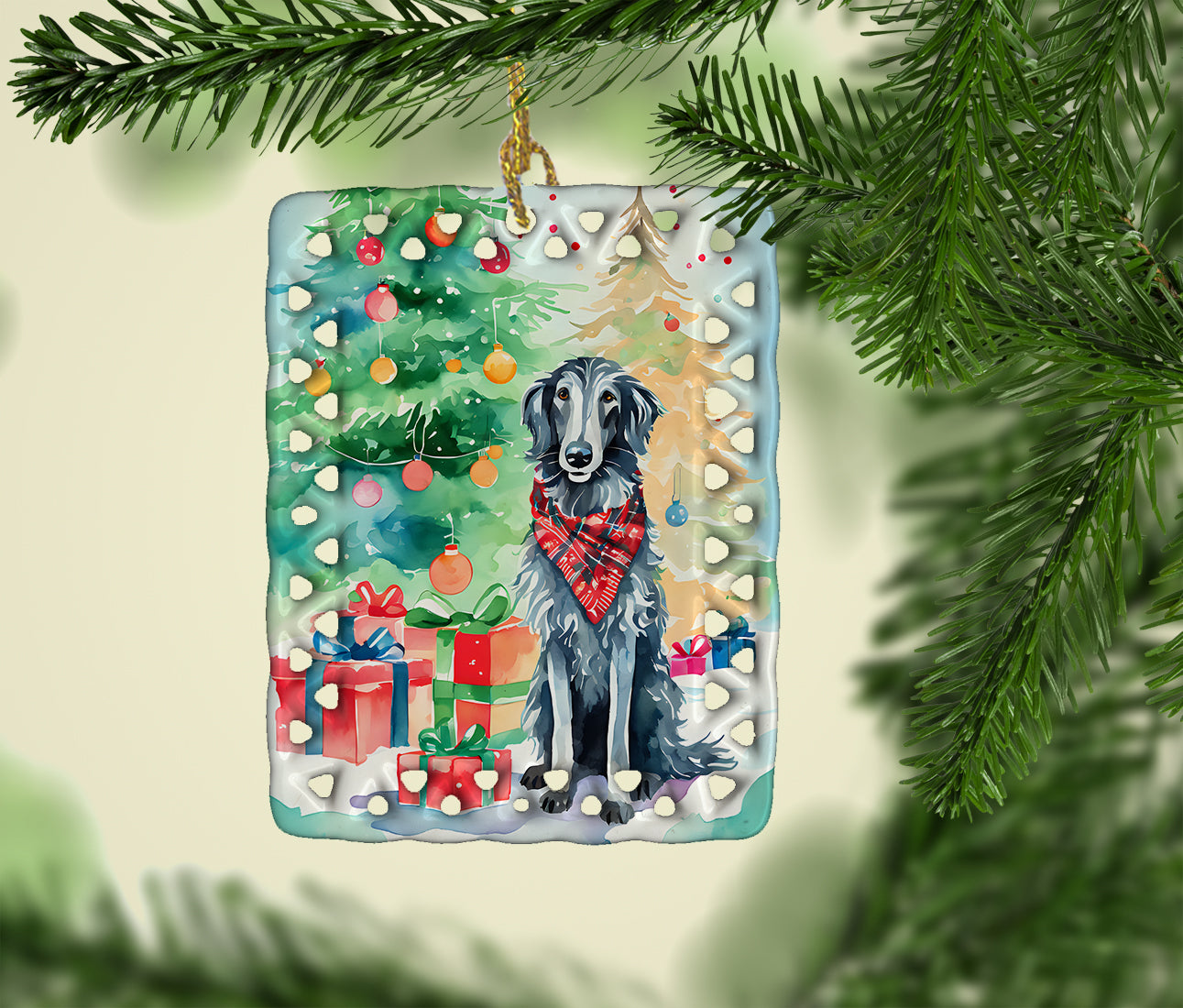 Buy this Scottish Deerhound Christmas Porcelain Ornament