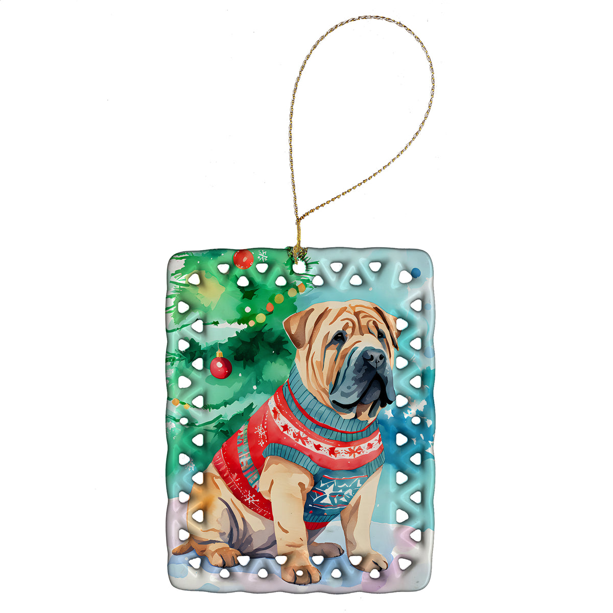 Buy this Shar Pei Christmas Porcelain Ornament