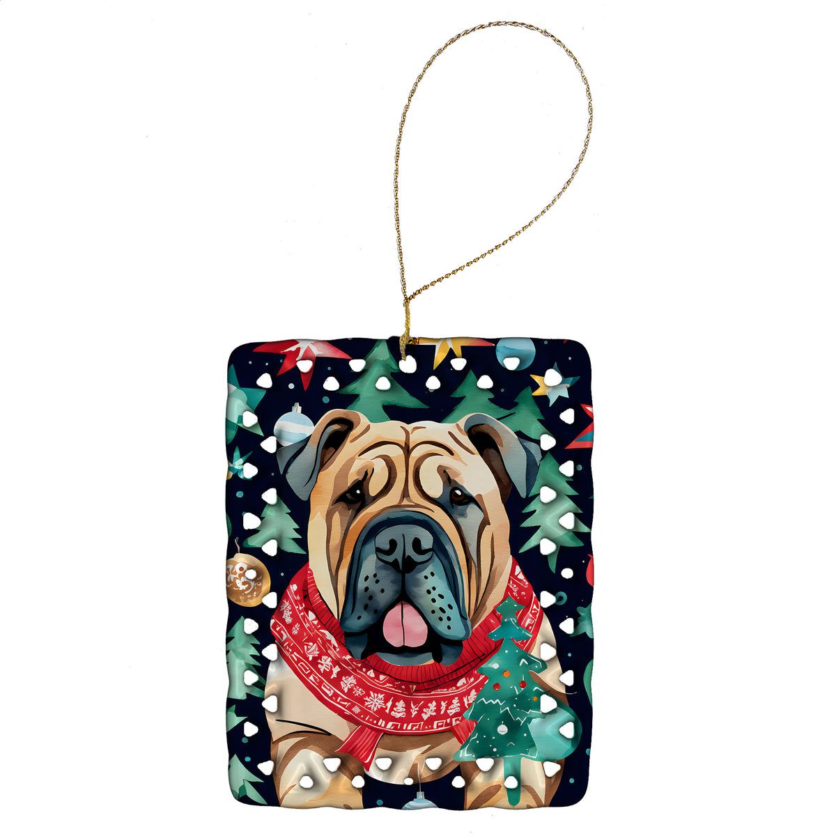 Buy this Shar Pei Christmas Porcelain Ornament