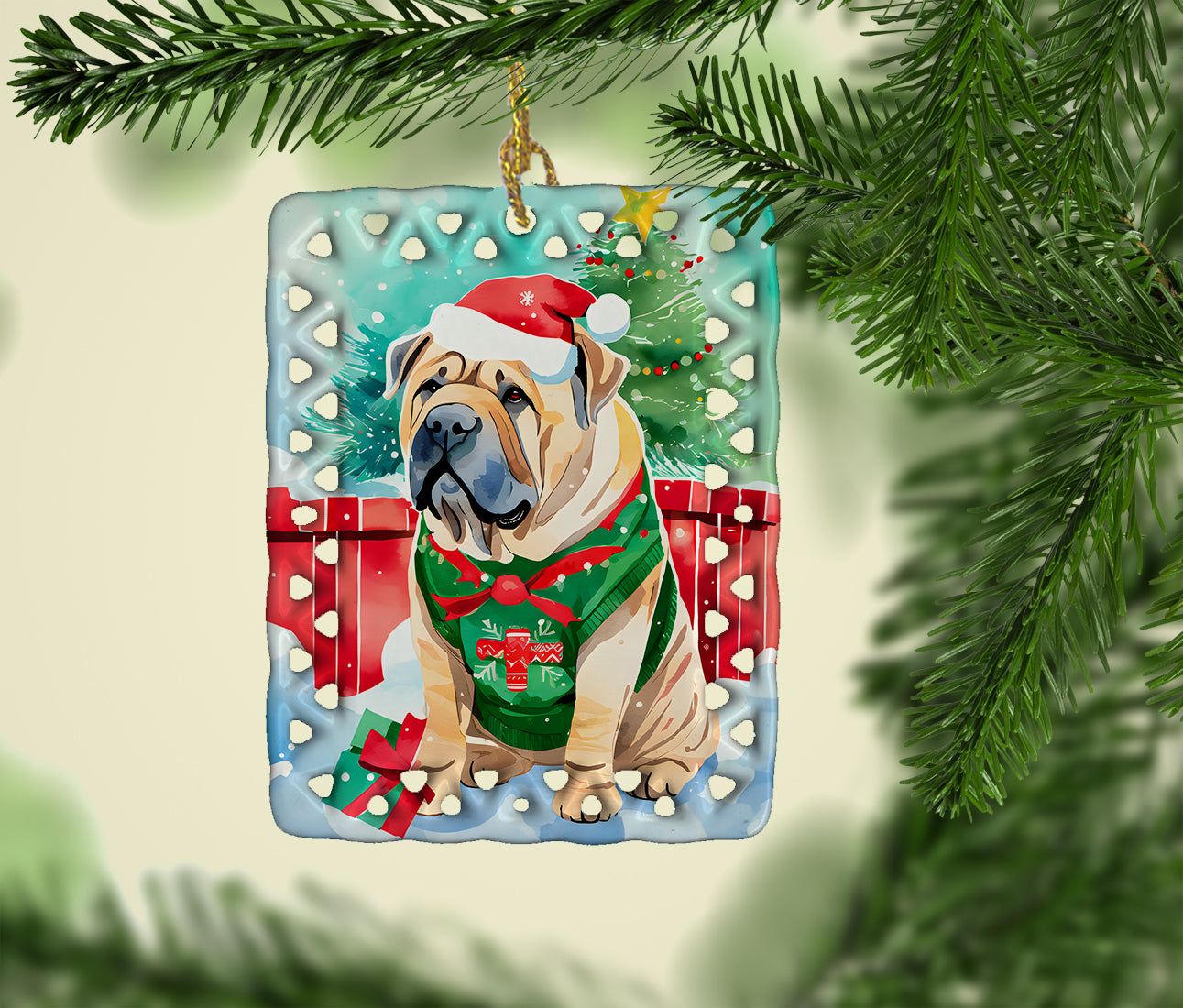 Buy this Shar Pei Christmas Porcelain Ornament