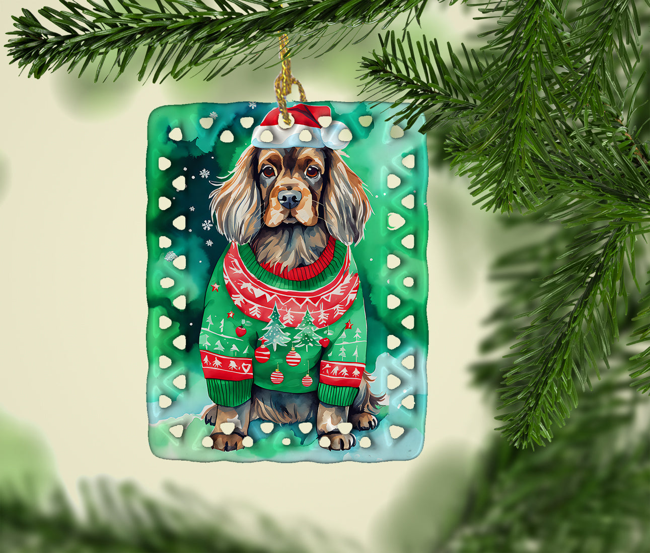 Buy this Sussex Spaniel Christmas Porcelain Ornament