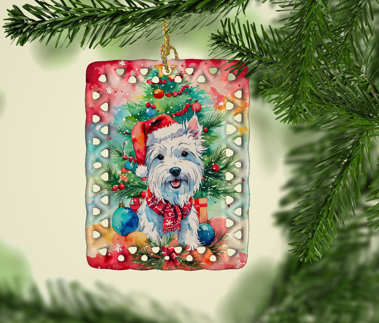 Buy this Westie Christmas Porcelain Ornament