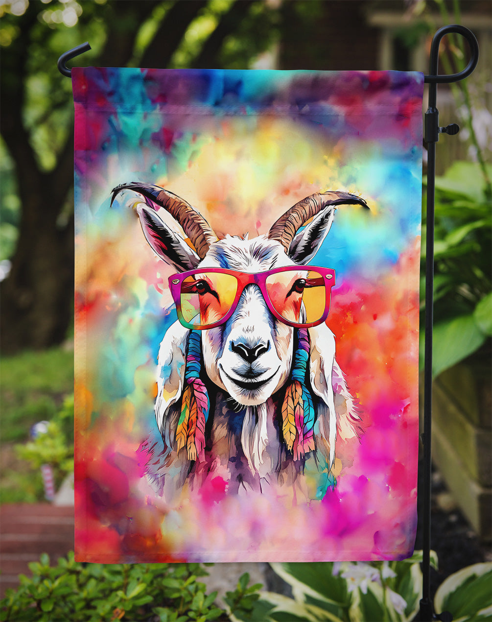 Hippie Animal Goat Garden Flag