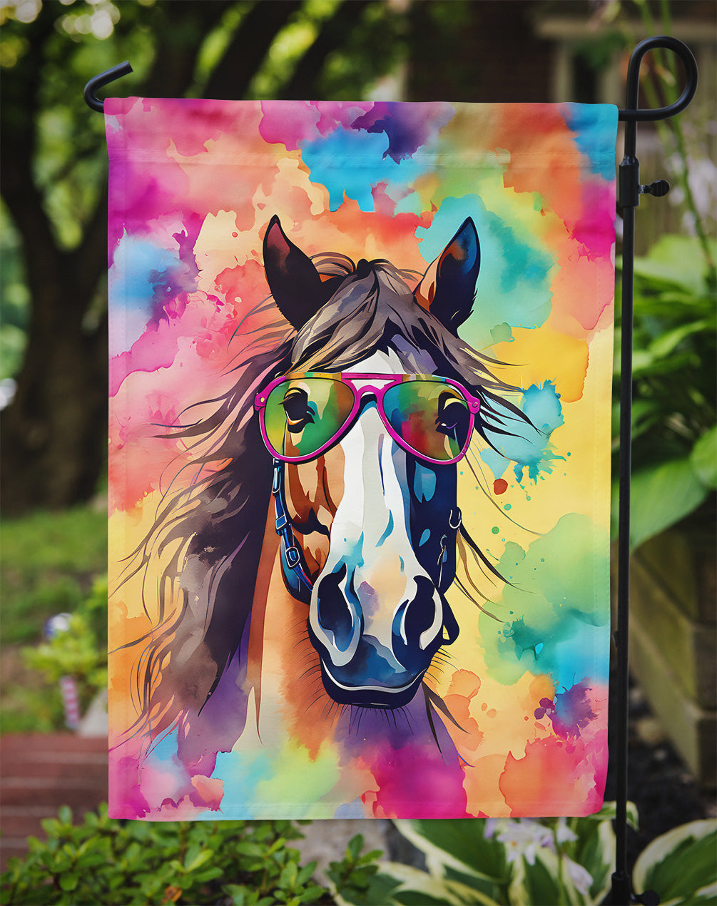 Hippie Animal Horse Garden Flag