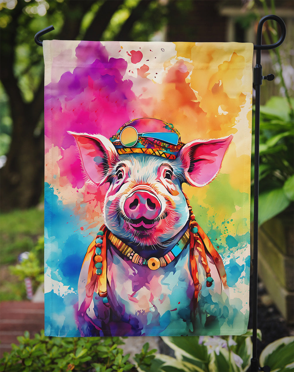 Hippie Animal Pig Garden Flag