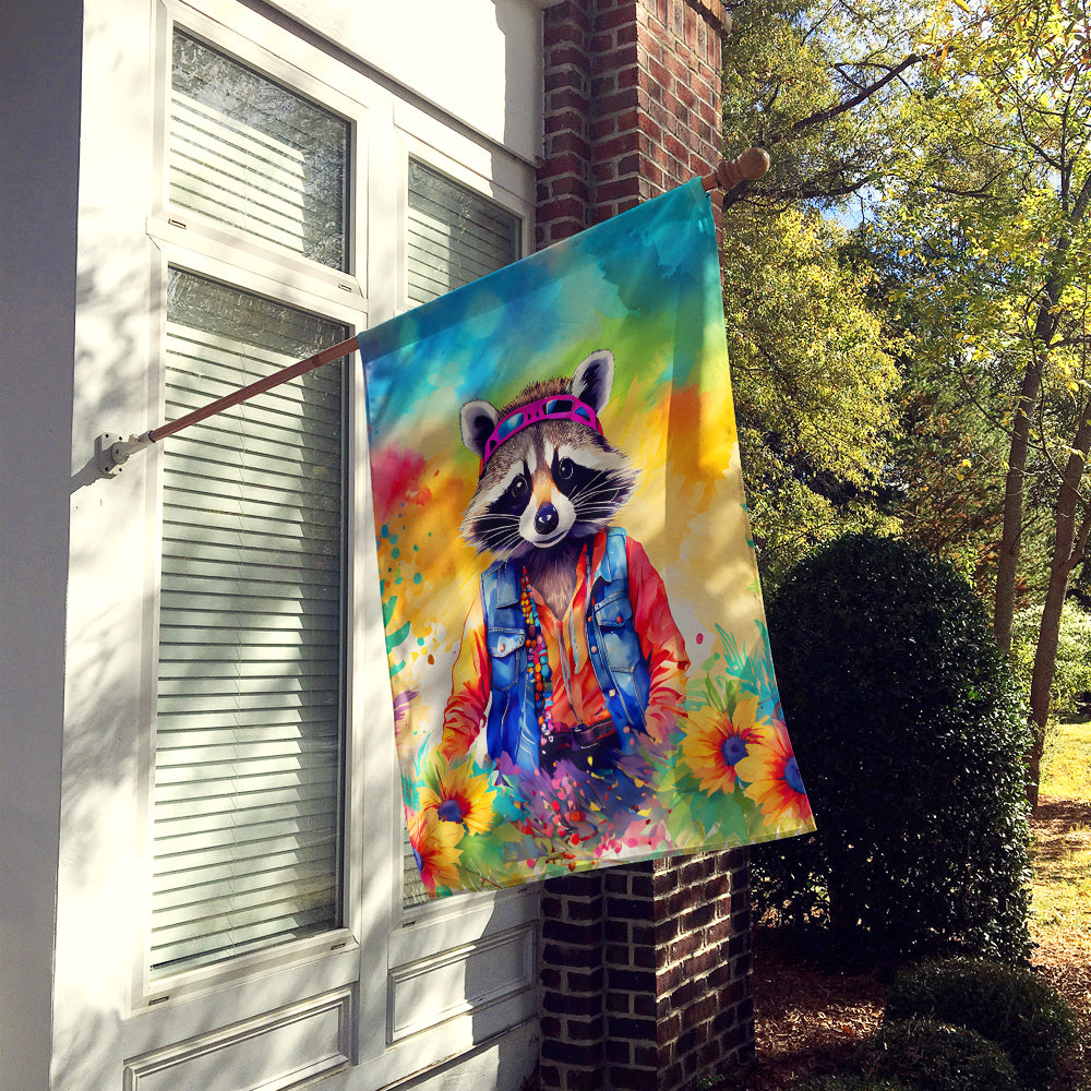 Hippie Animal Raccoon House Flag