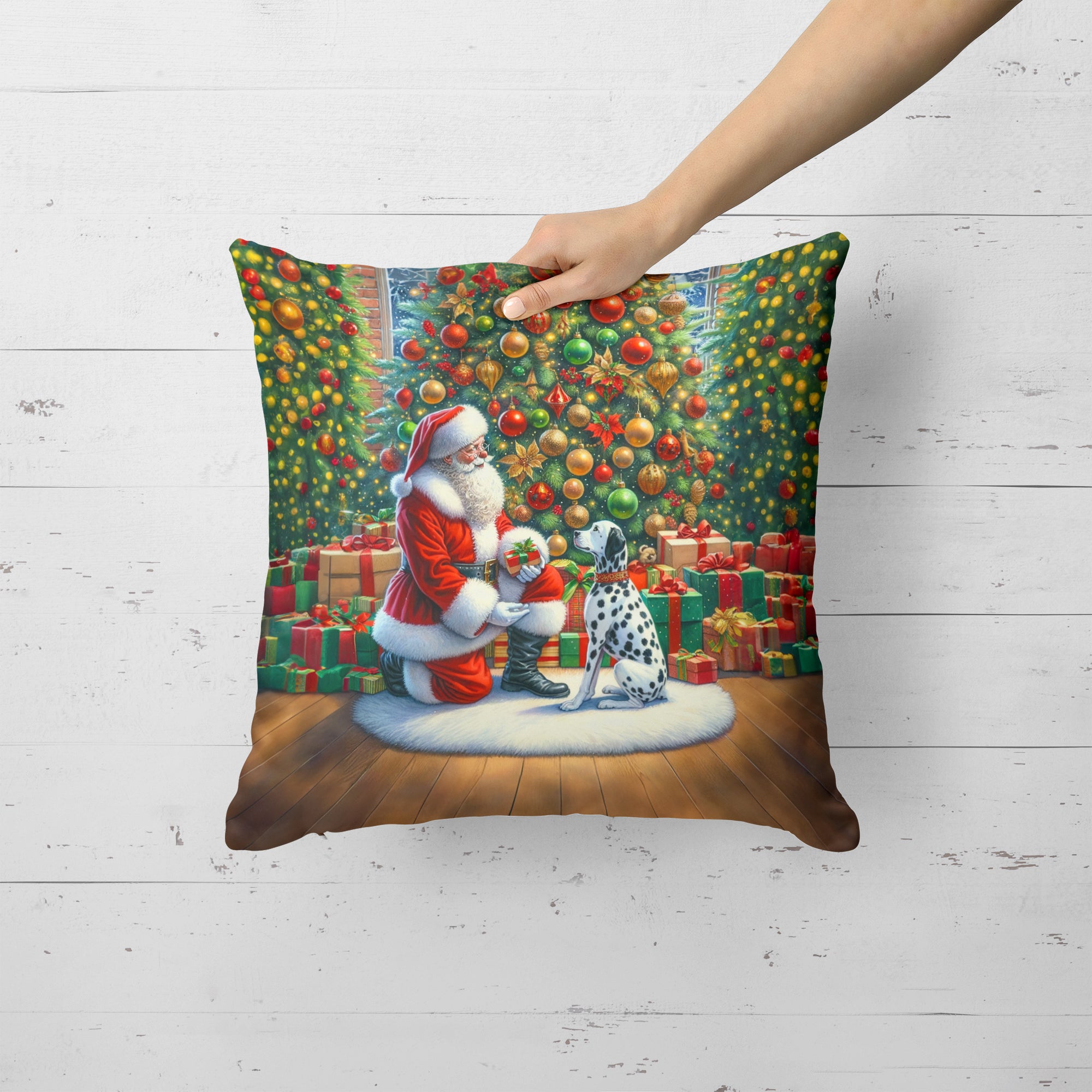 Buy this Dalmatian and Santa Claus Throw Pillow