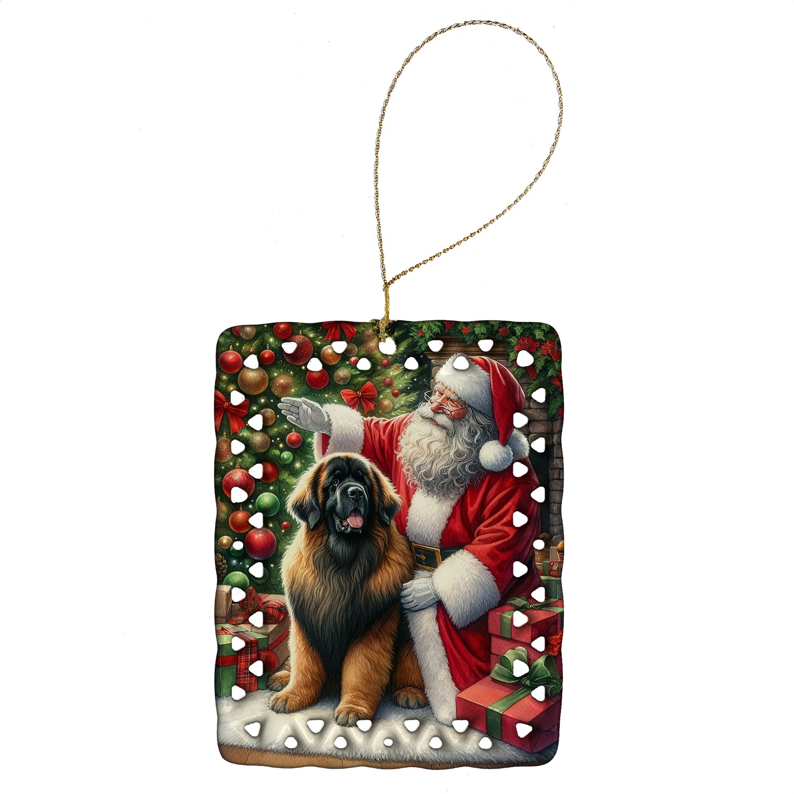 Buy this Leonberger and Santa Claus Porcelain Ornament