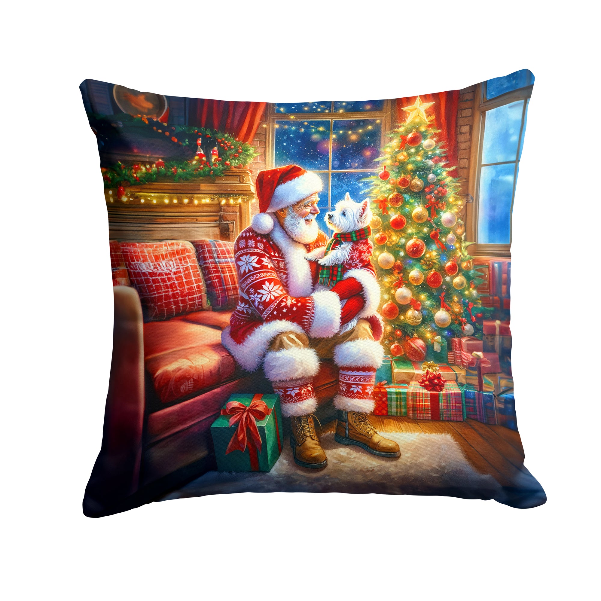 Buy this Westie and Santa Claus Throw Pillow