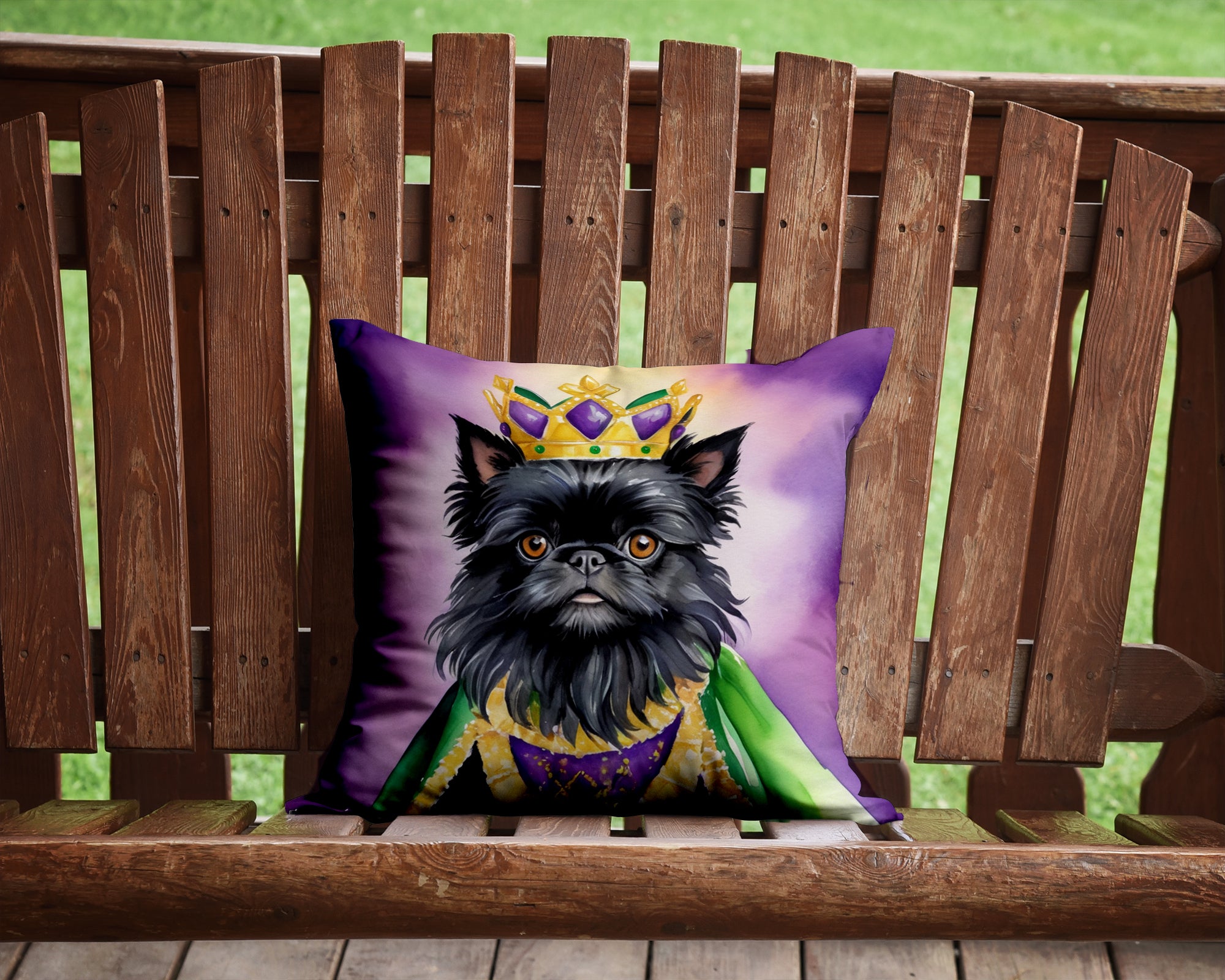 Buy this Affenpinscher King of Mardi Gras Throw Pillow