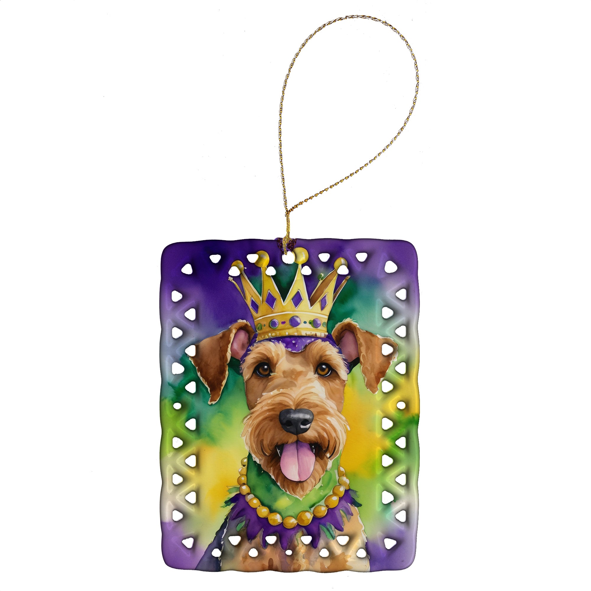 Buy this Airedale Terrier King of Mardi Gras Porcelain Ornament