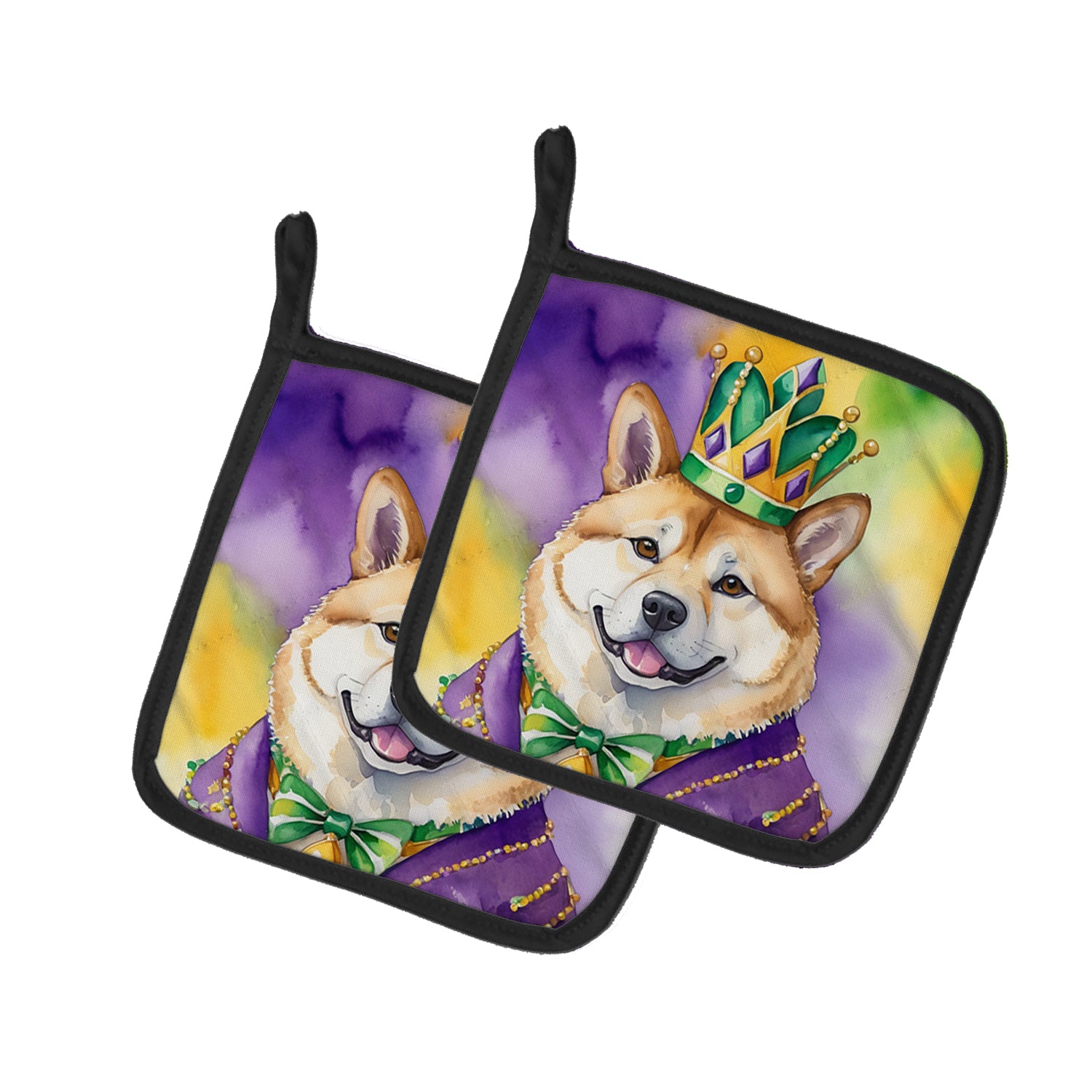 Buy this Akita King of Mardi Gras Pair of Pot Holders