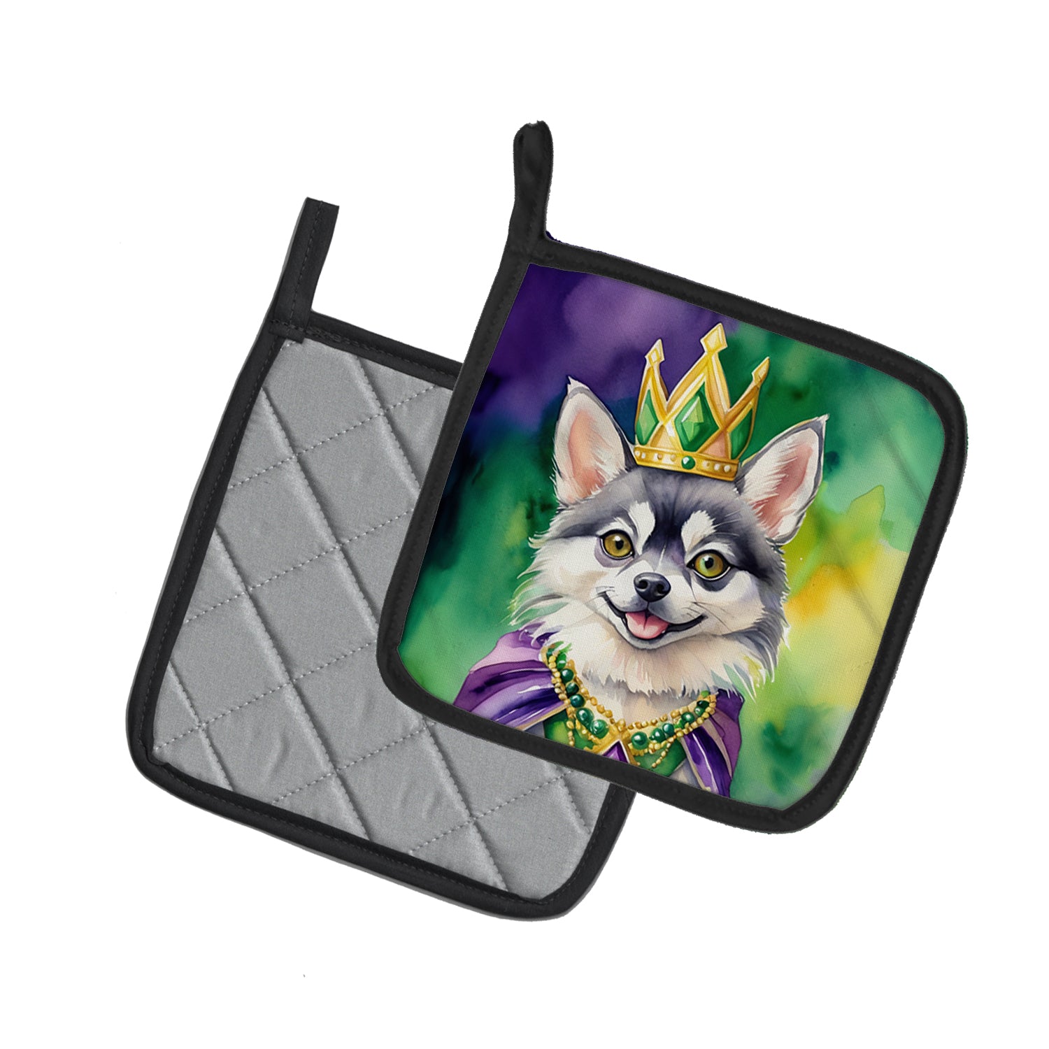 Buy this Alaskan Klee Kai King of Mardi Gras Pair of Pot Holders