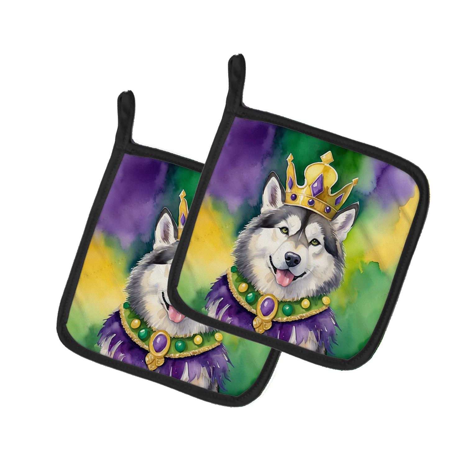 Buy this Alaskan Malamute King of Mardi Gras Pair of Pot Holders