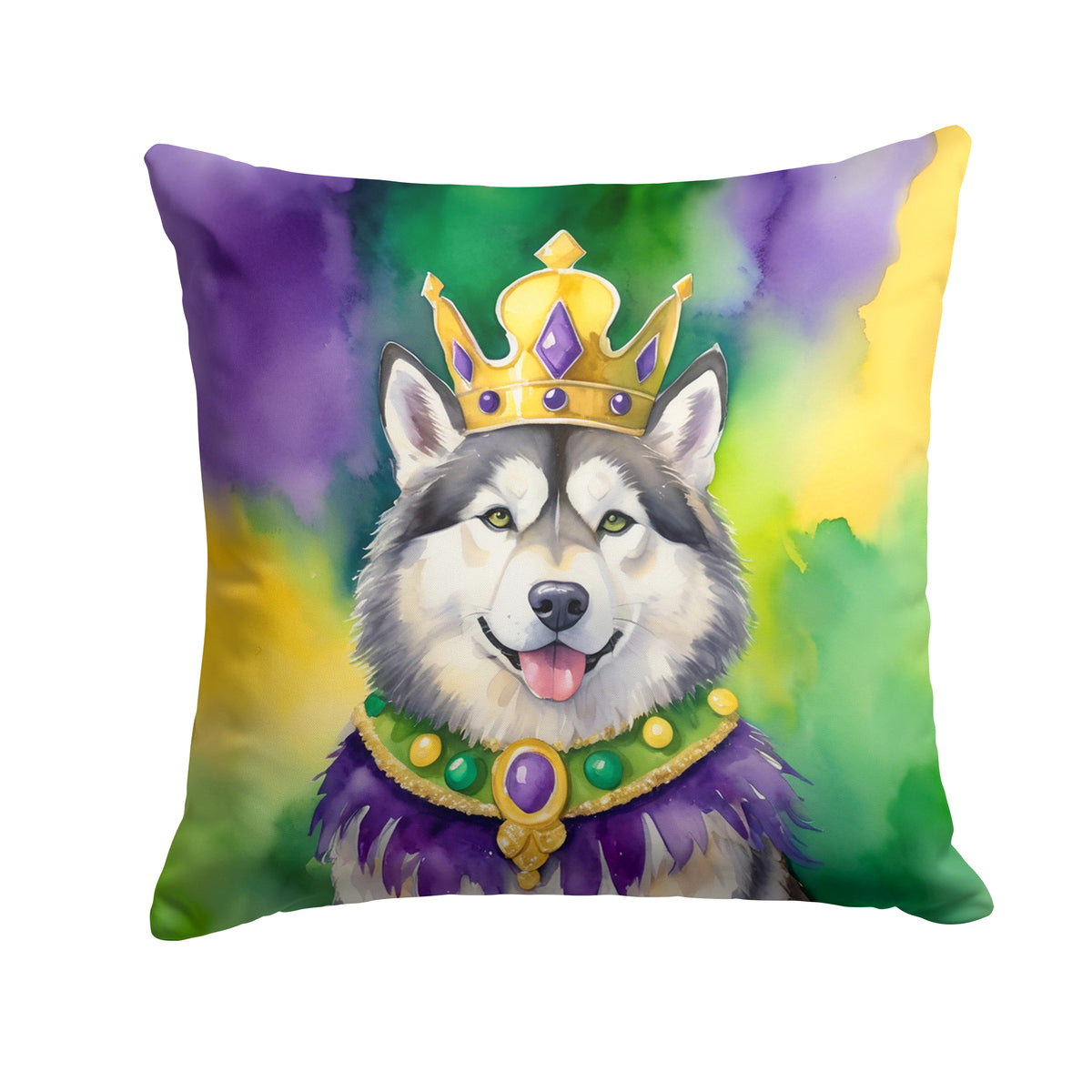 Buy this Alaskan Malamute King of Mardi Gras Throw Pillow