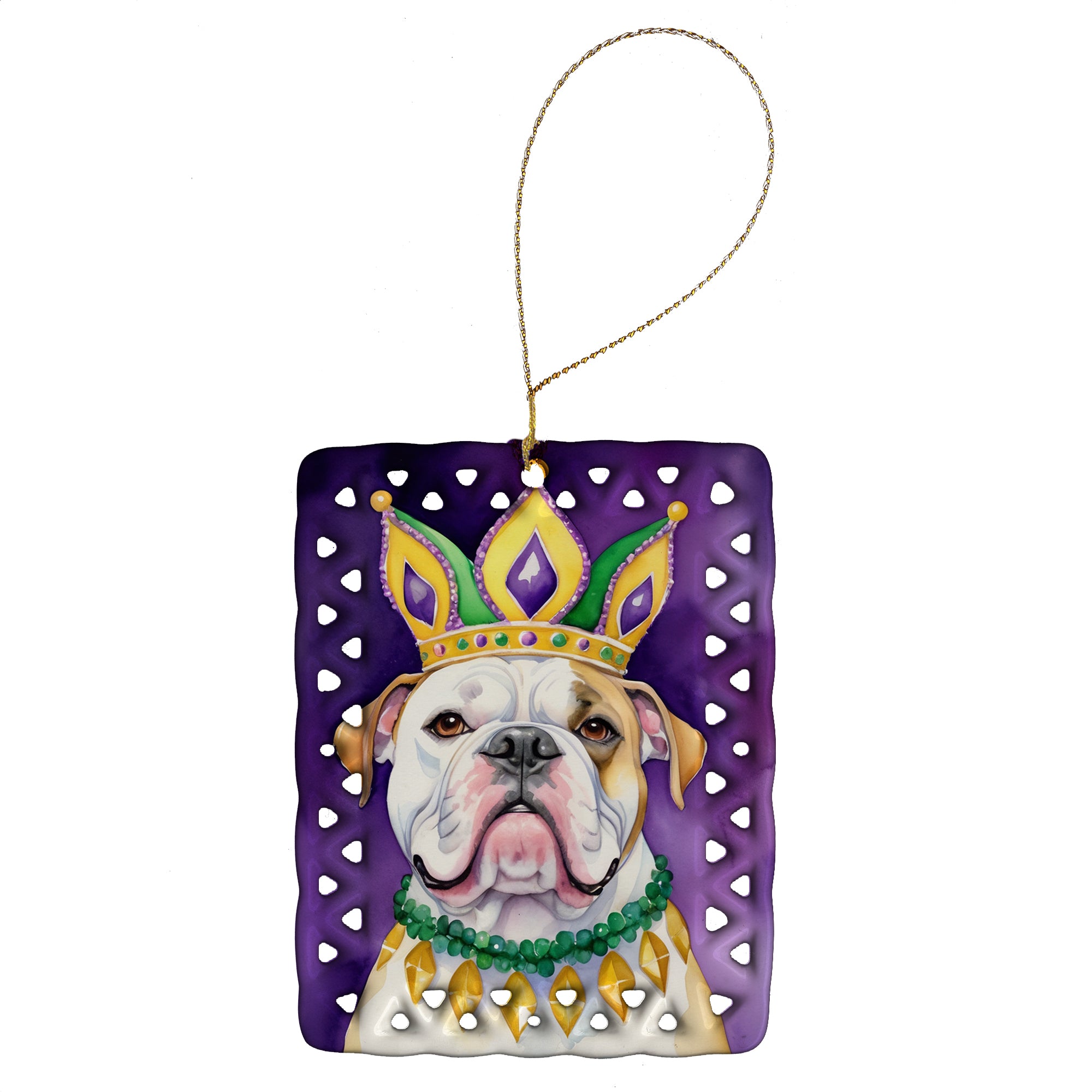 Buy this American Bulldog King of Mardi Gras Porcelain Ornament