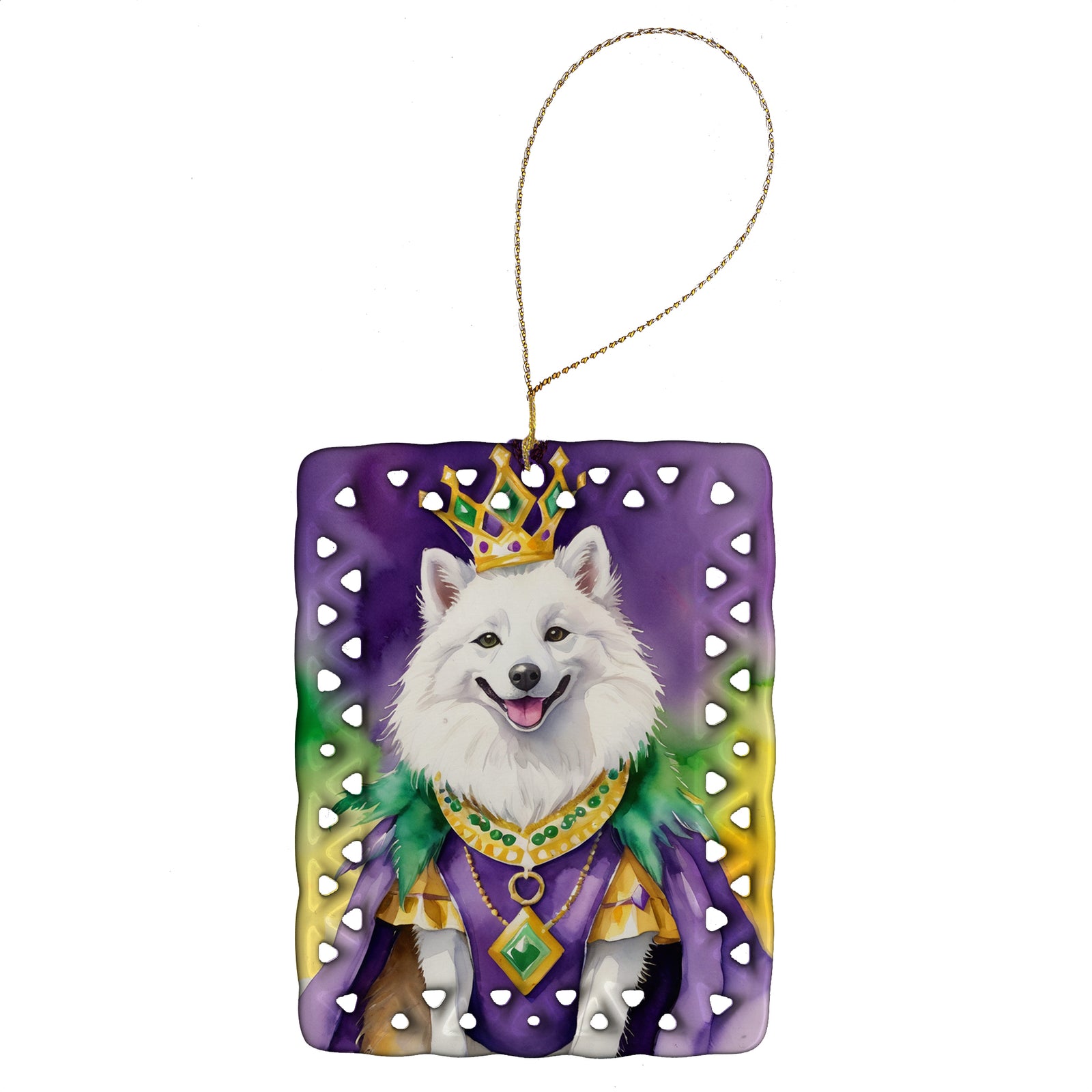 Buy this American Eskimo King of Mardi Gras Porcelain Ornament