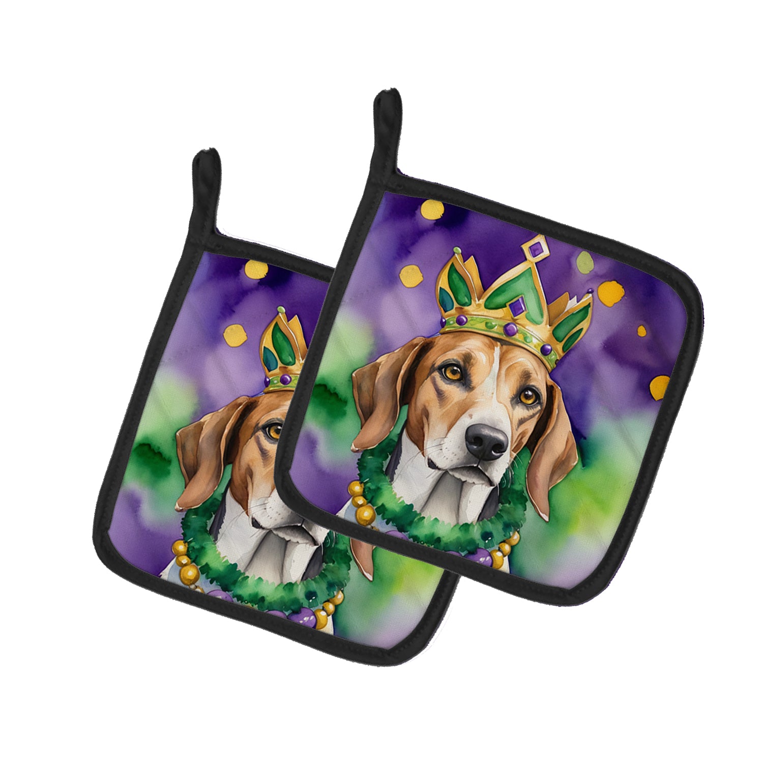 Buy this American Foxhound King of Mardi Gras Pair of Pot Holders