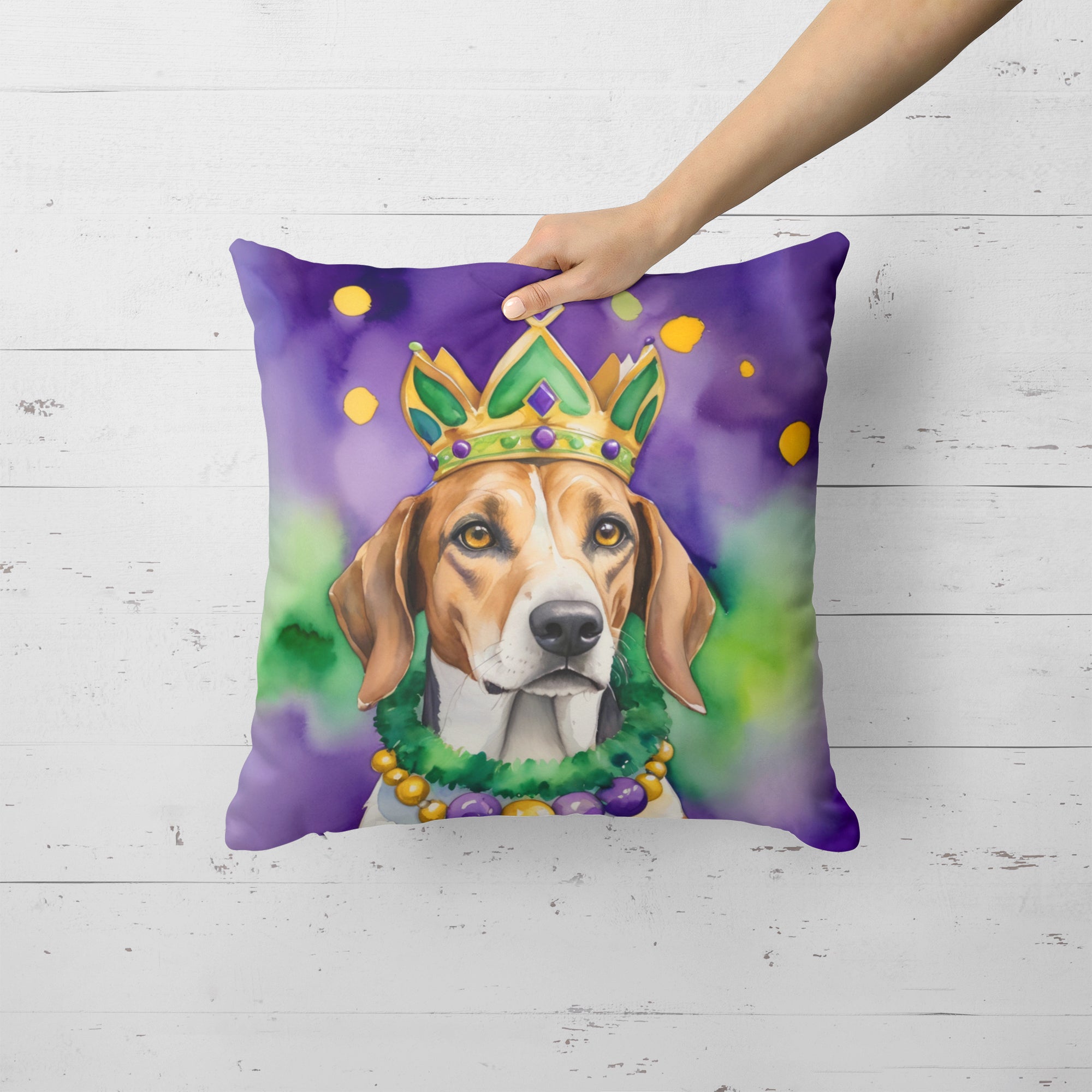 Buy this American Foxhound King of Mardi Gras Throw Pillow