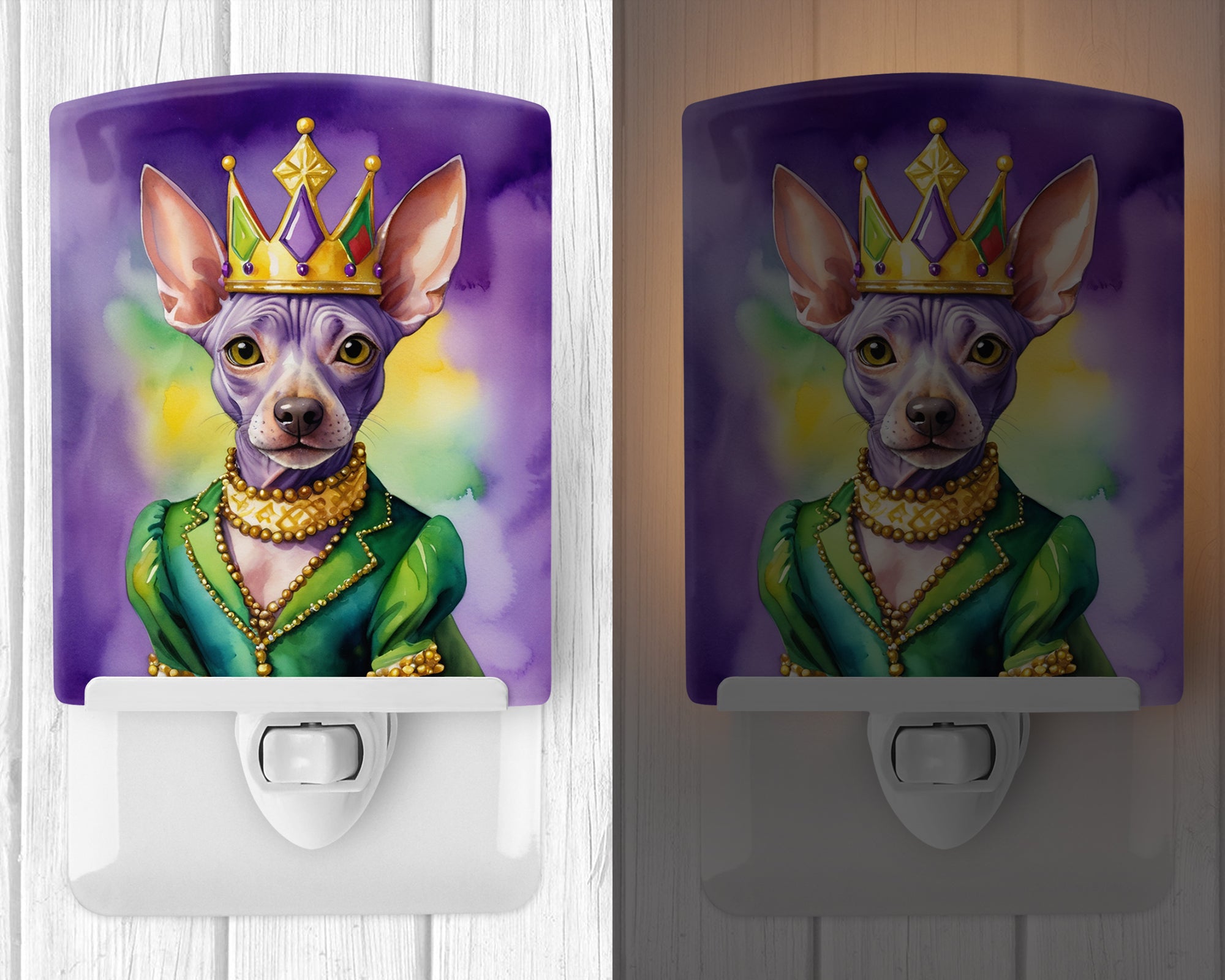 Buy this American Hairless Terrier King of Mardi Gras Ceramic Night Light