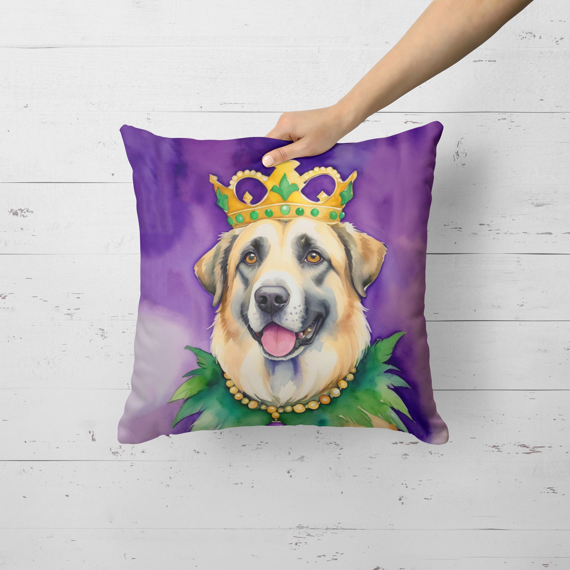 Buy this Anatolian Shepherd Dog King of Mardi Gras Throw Pillow