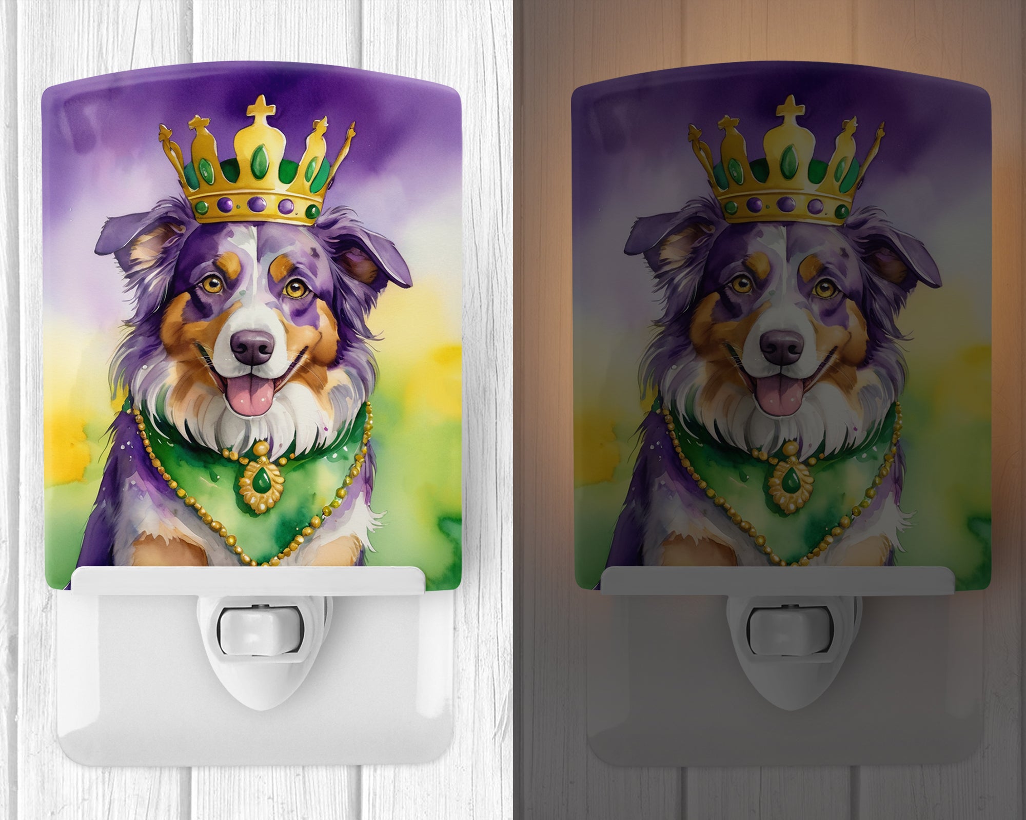 Buy this Australian Shepherd King of Mardi Gras Ceramic Night Light