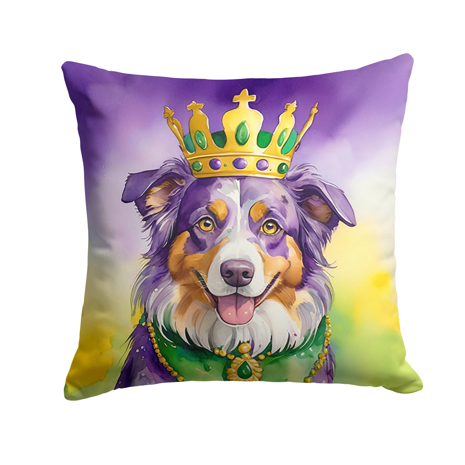 Buy this Australian Shepherd King of Mardi Gras Throw Pillow