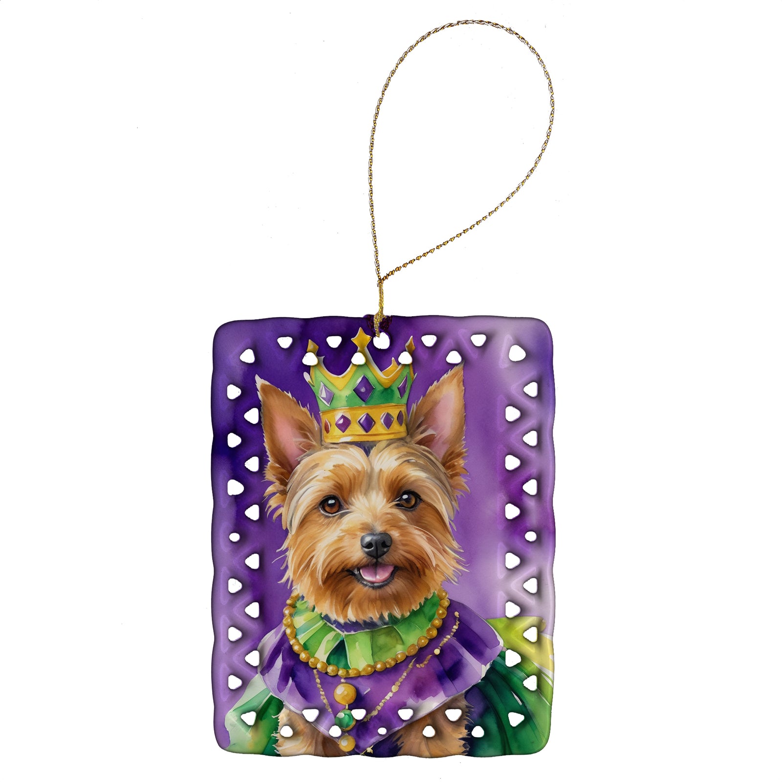 Buy this Australian Terrier King of Mardi Gras Porcelain Ornament