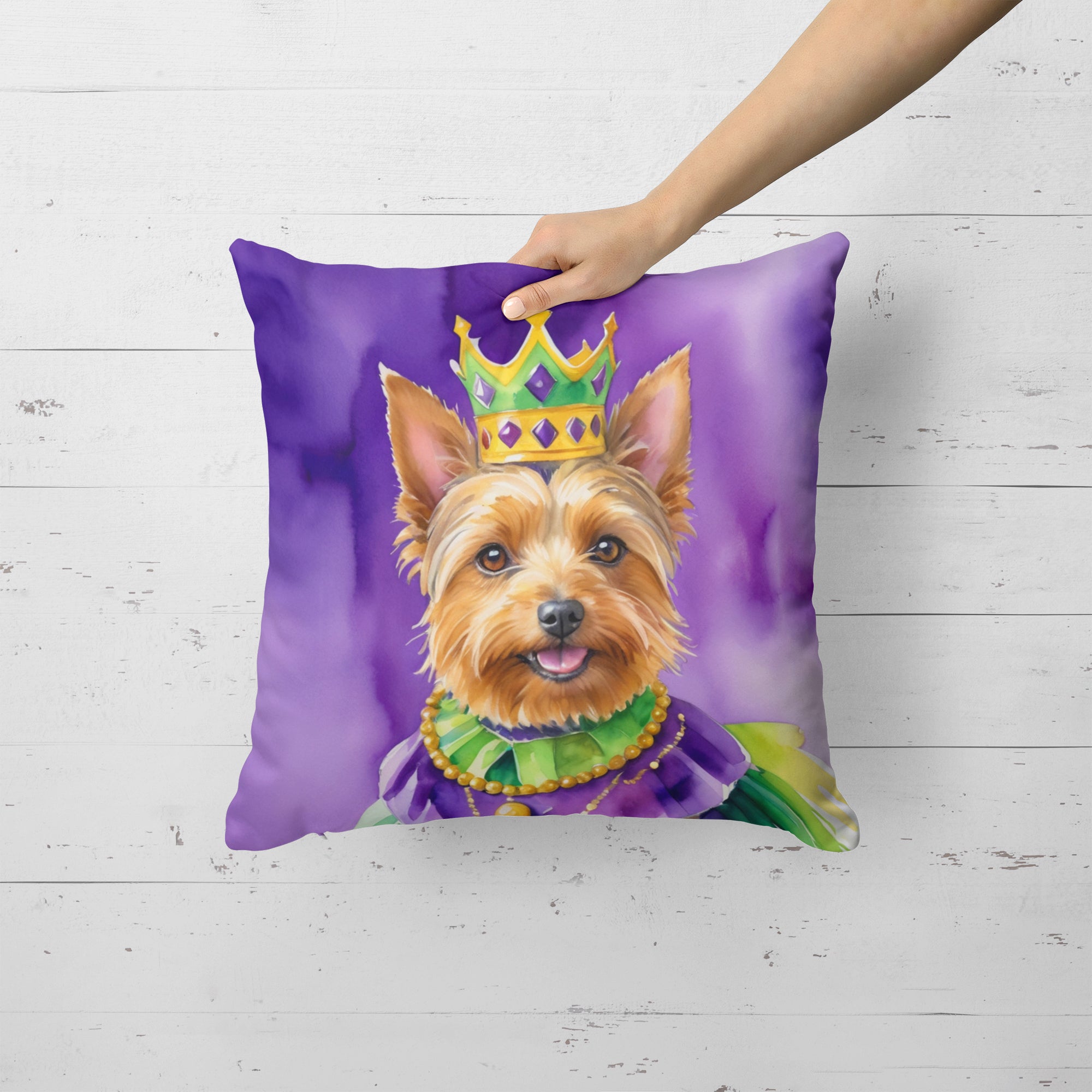 Buy this Australian Terrier King of Mardi Gras Throw Pillow