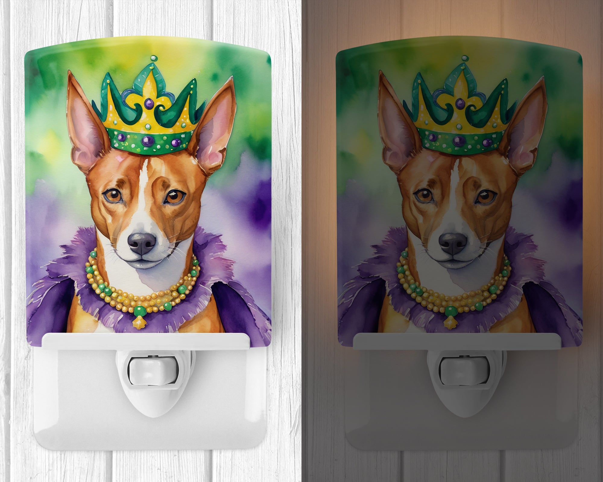 Buy this Basenji King of Mardi Gras Ceramic Night Light