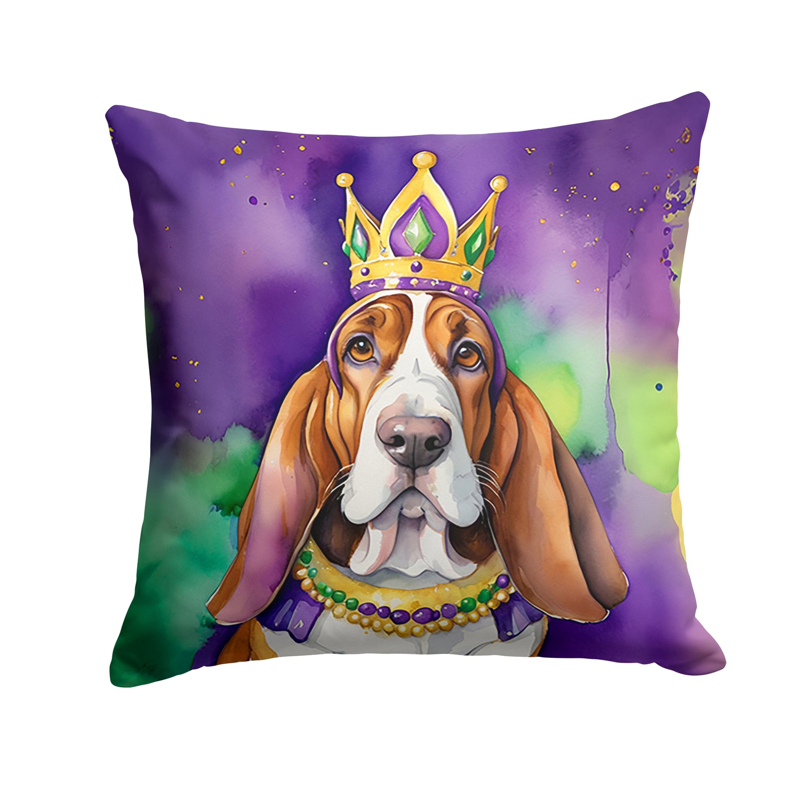 Buy this Basset Hound King of Mardi Gras Throw Pillow