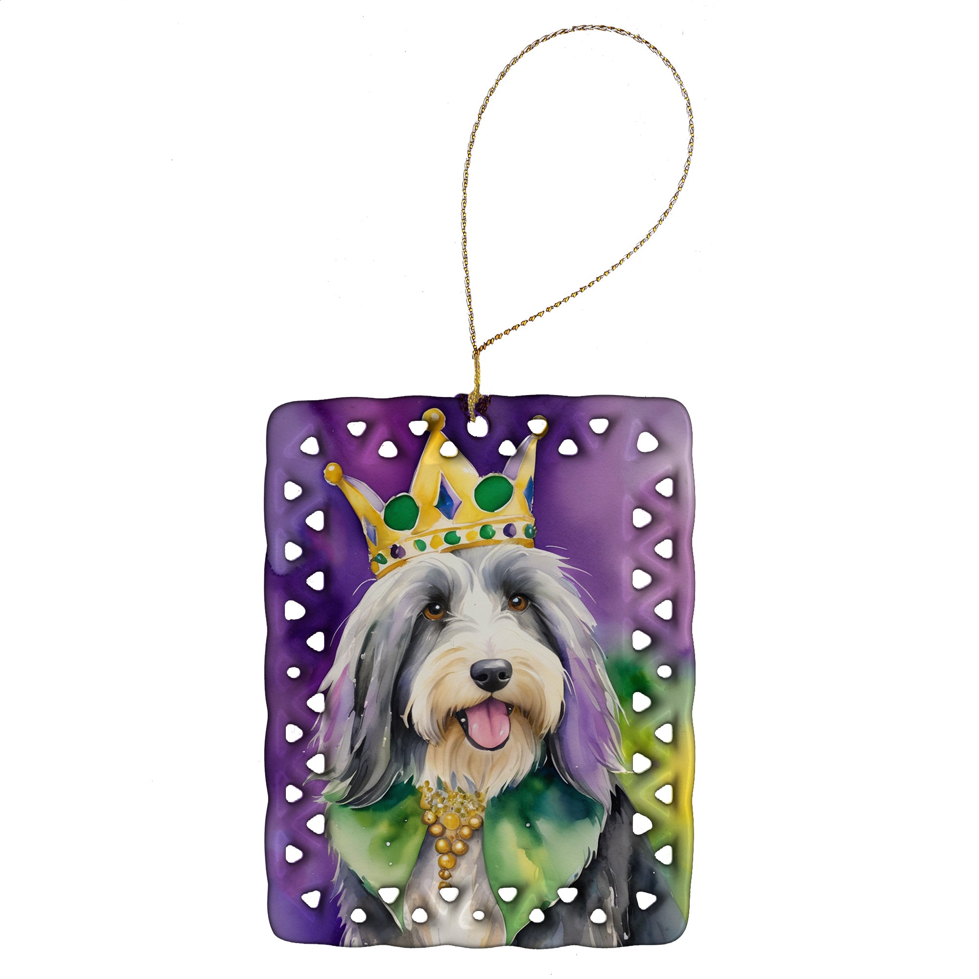 Buy this Bearded Collie King of Mardi Gras Porcelain Ornament