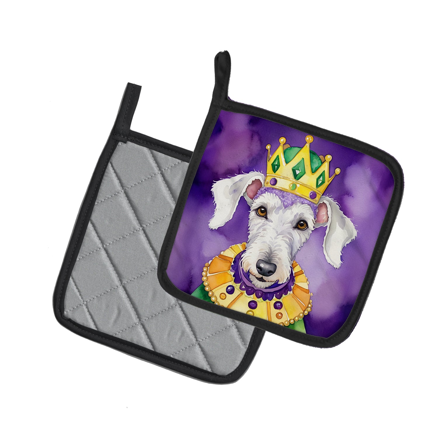 Buy this Bedlington Terrier King of Mardi Gras Pair of Pot Holders