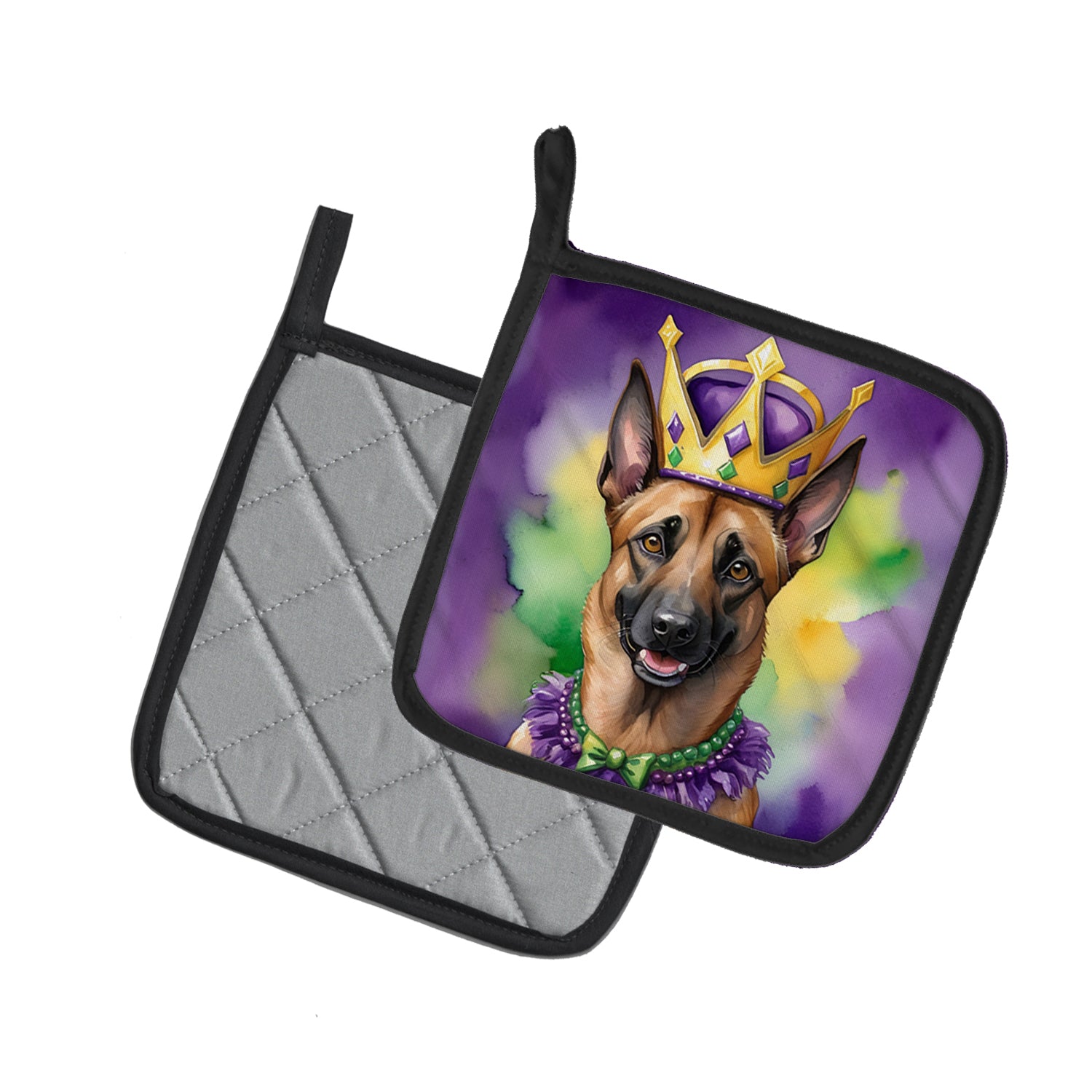 Buy this Belgian Malinois King of Mardi Gras Pair of Pot Holders