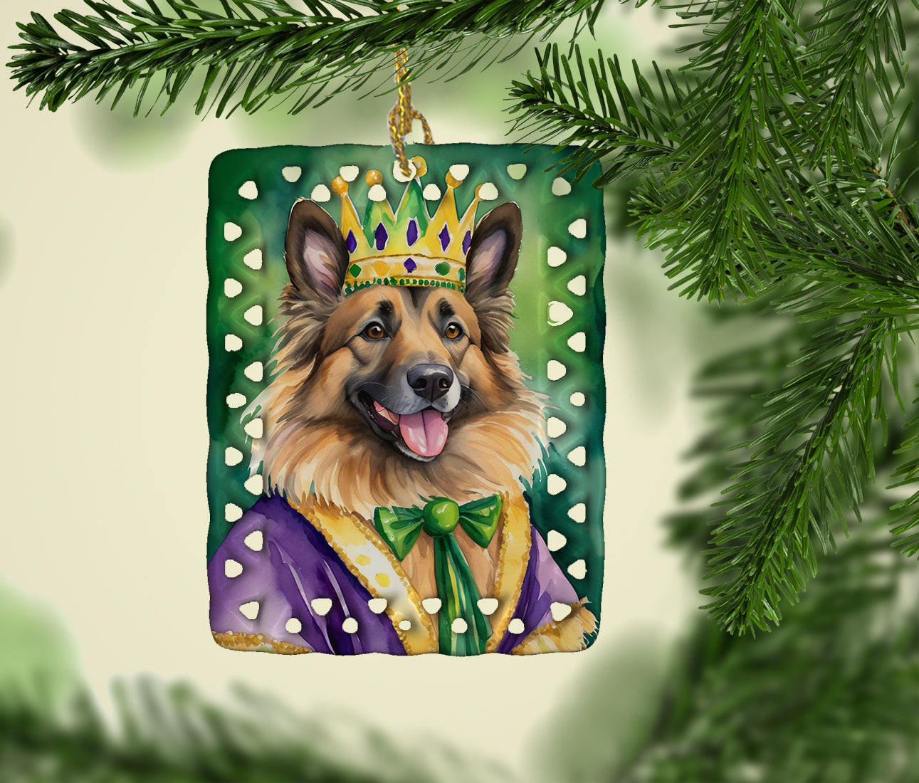 Buy this Belgian Tervuren King of Mardi Gras Porcelain Ornament