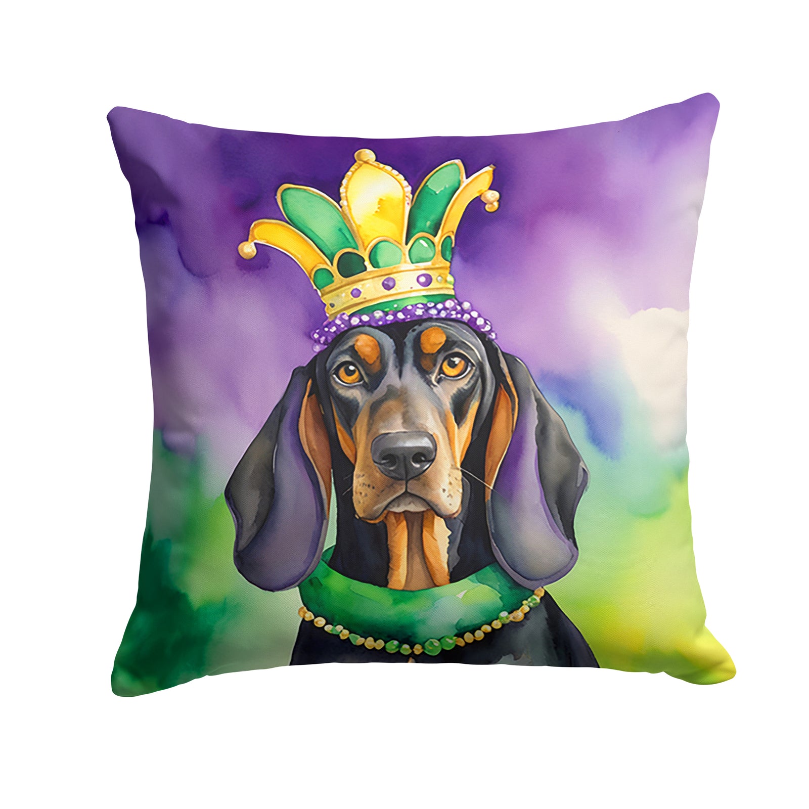 Buy this Black and Tan Coonhound King of Mardi Gras Throw Pillow