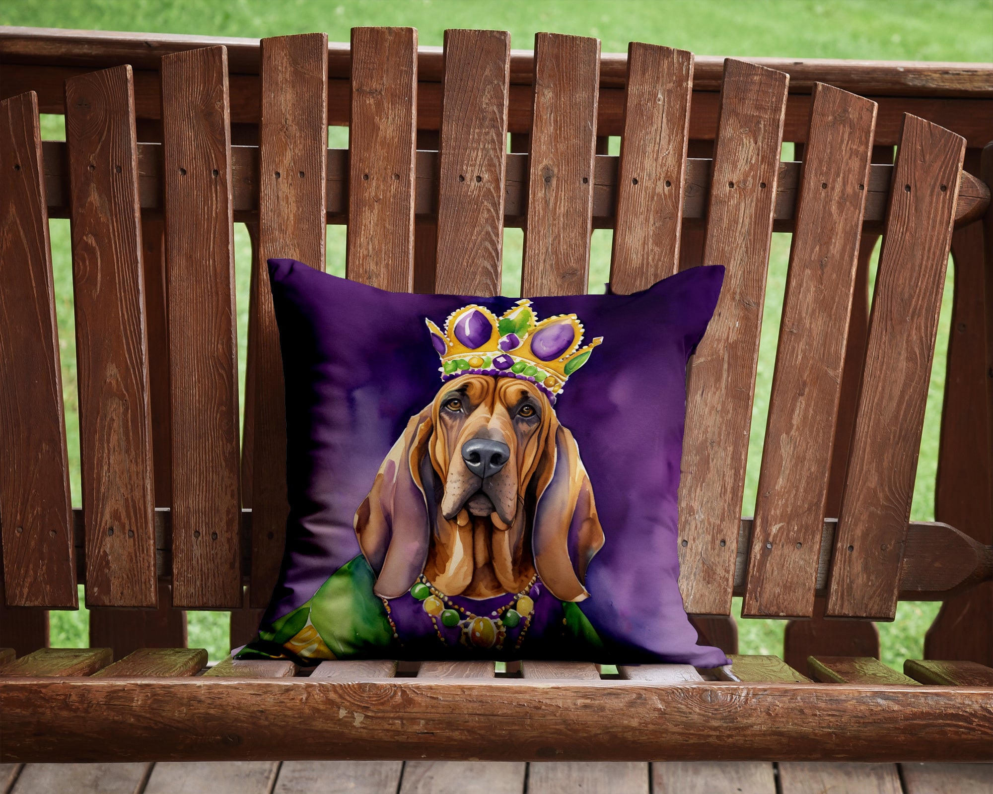 Buy this Bloodhound King of Mardi Gras Throw Pillow