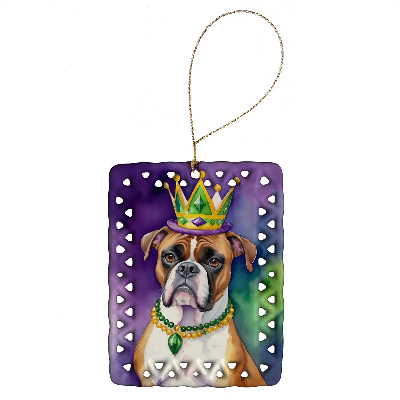 Buy this Boxer King of Mardi Gras Porcelain Ornament