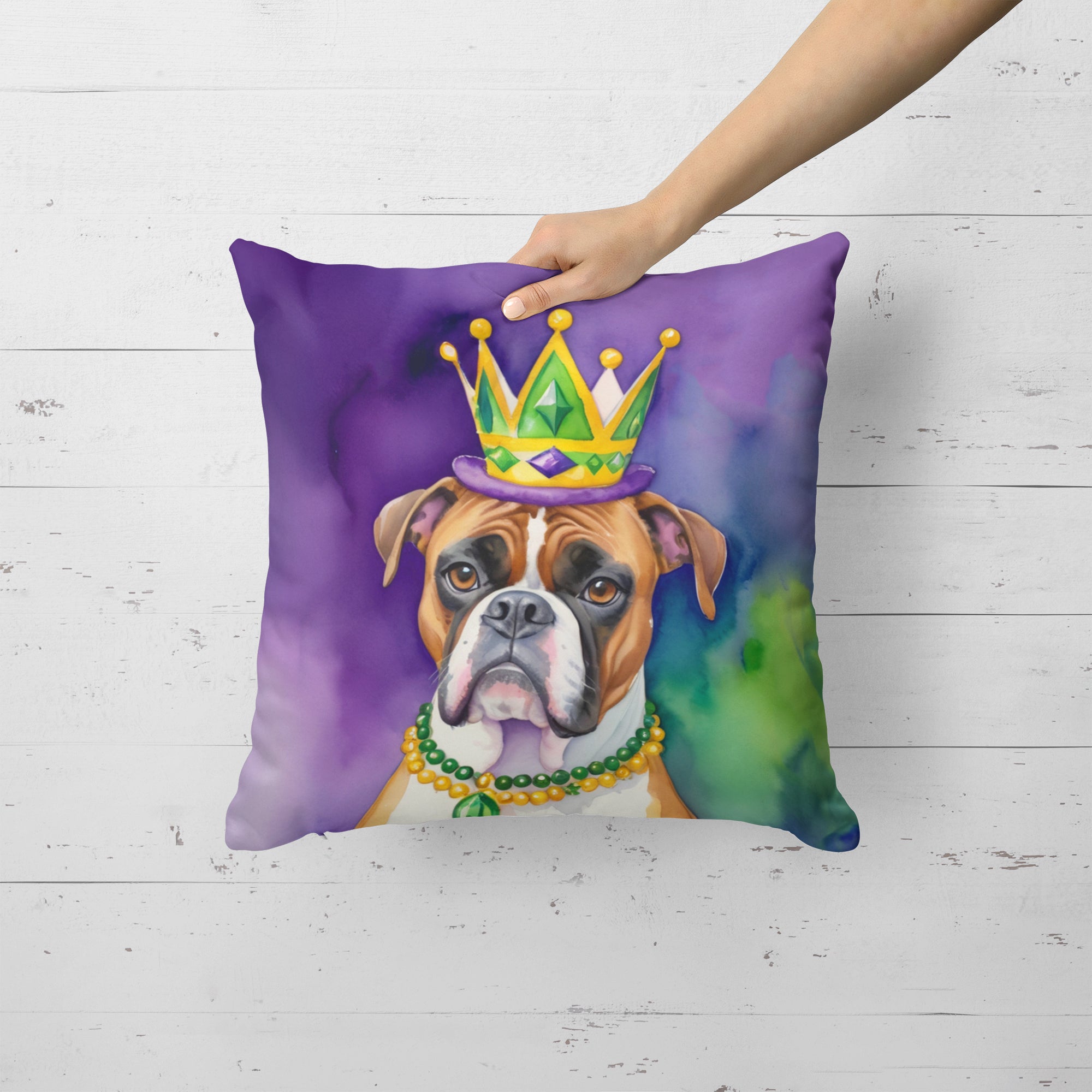 Buy this Boxer King of Mardi Gras Throw Pillow