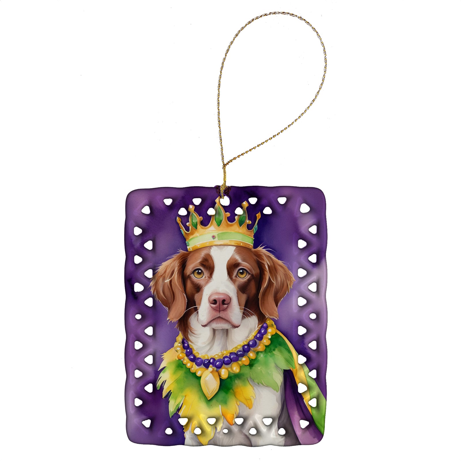 Buy this Brittany Spaniel King of Mardi Gras Porcelain Ornament