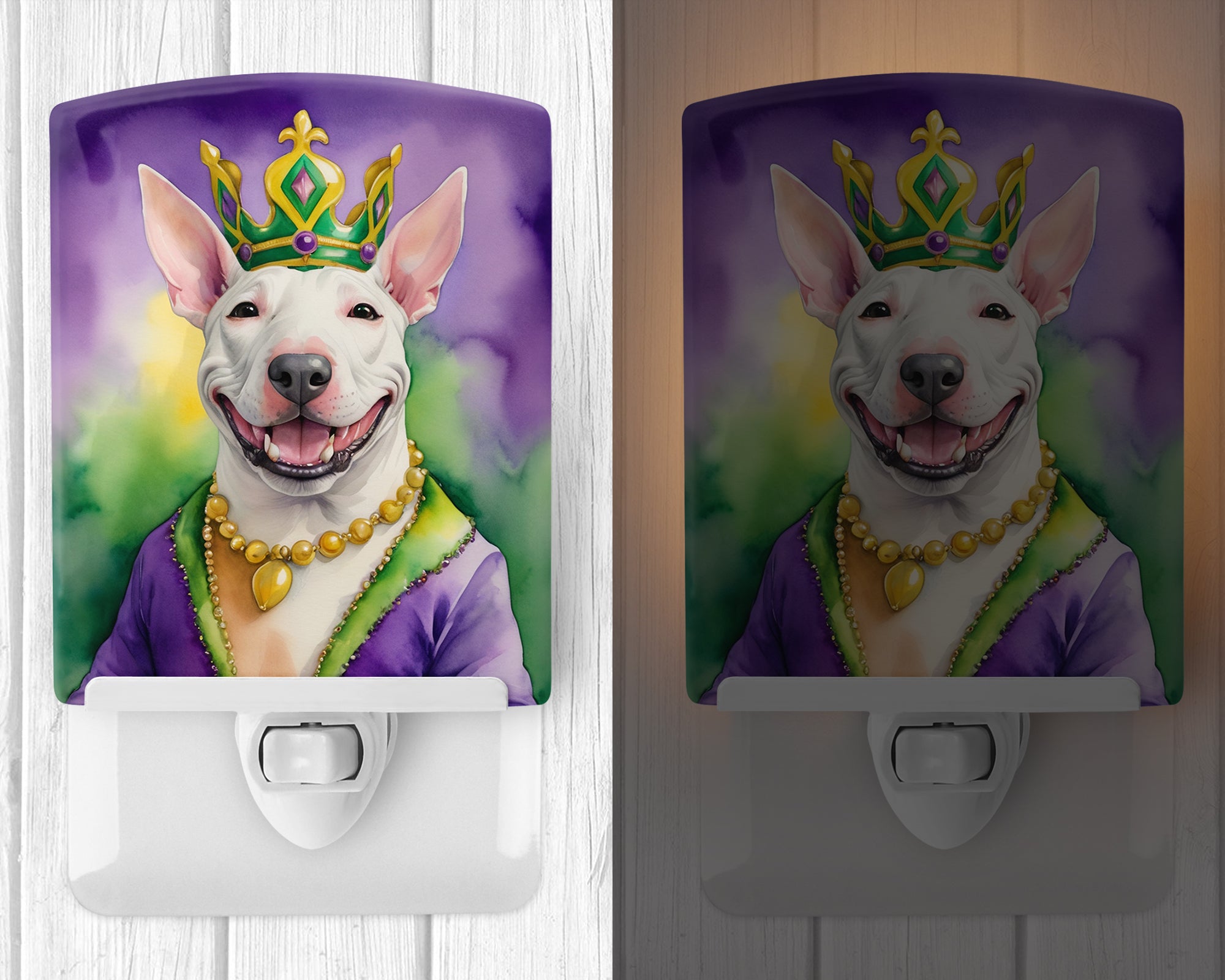 Buy this Bull Terrier King of Mardi Gras Ceramic Night Light