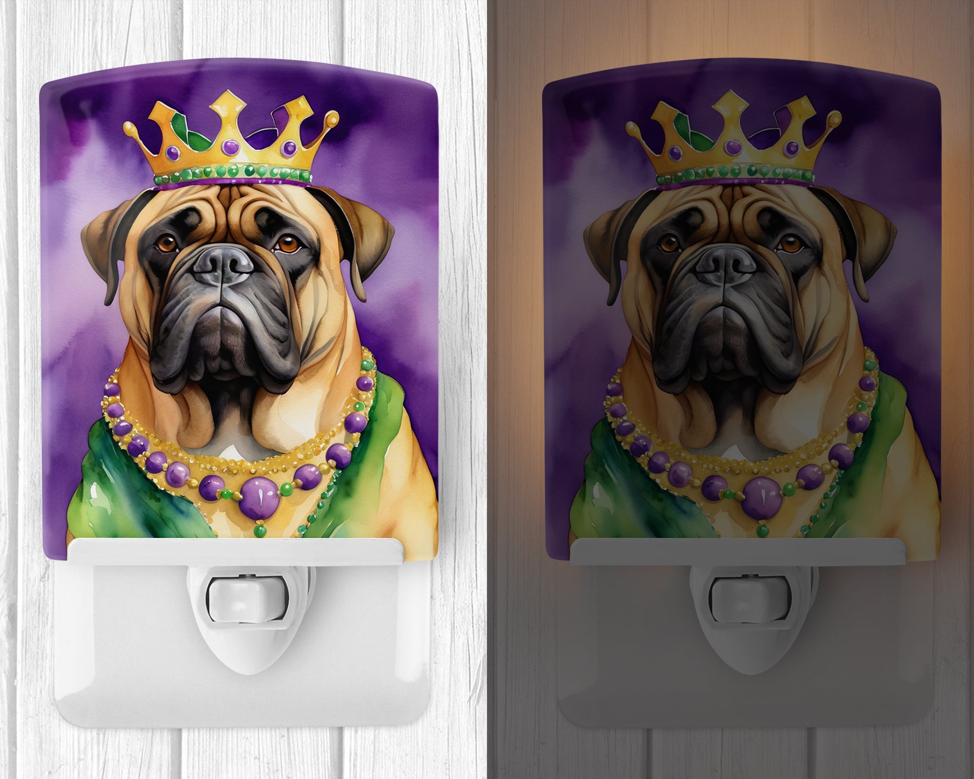 Bullmastiff King of Mardi Gras Ceramic Night Light